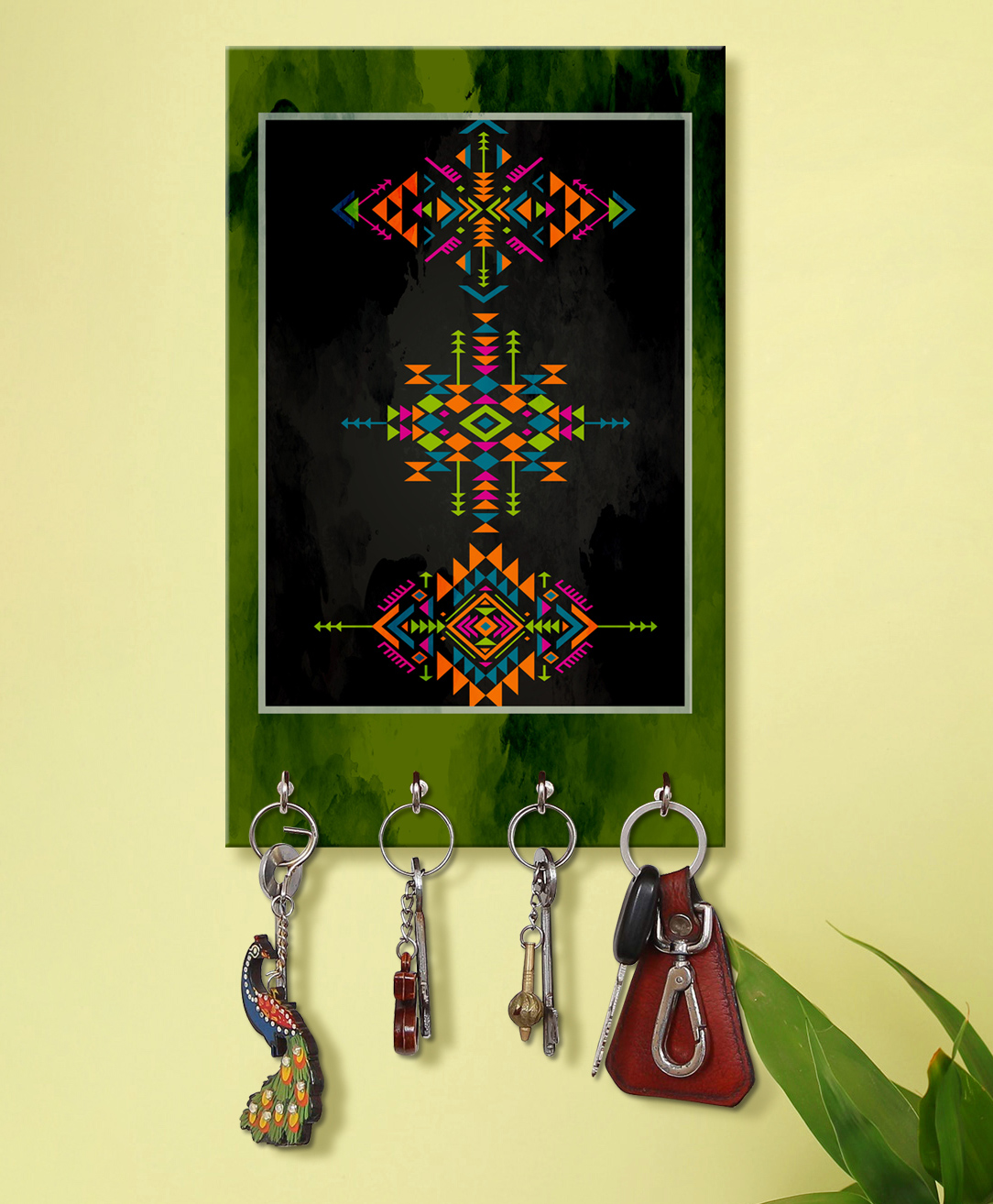 999Store Stylish Wood Wall Mount Decorative Key Holder - Abstract Printed-image-14