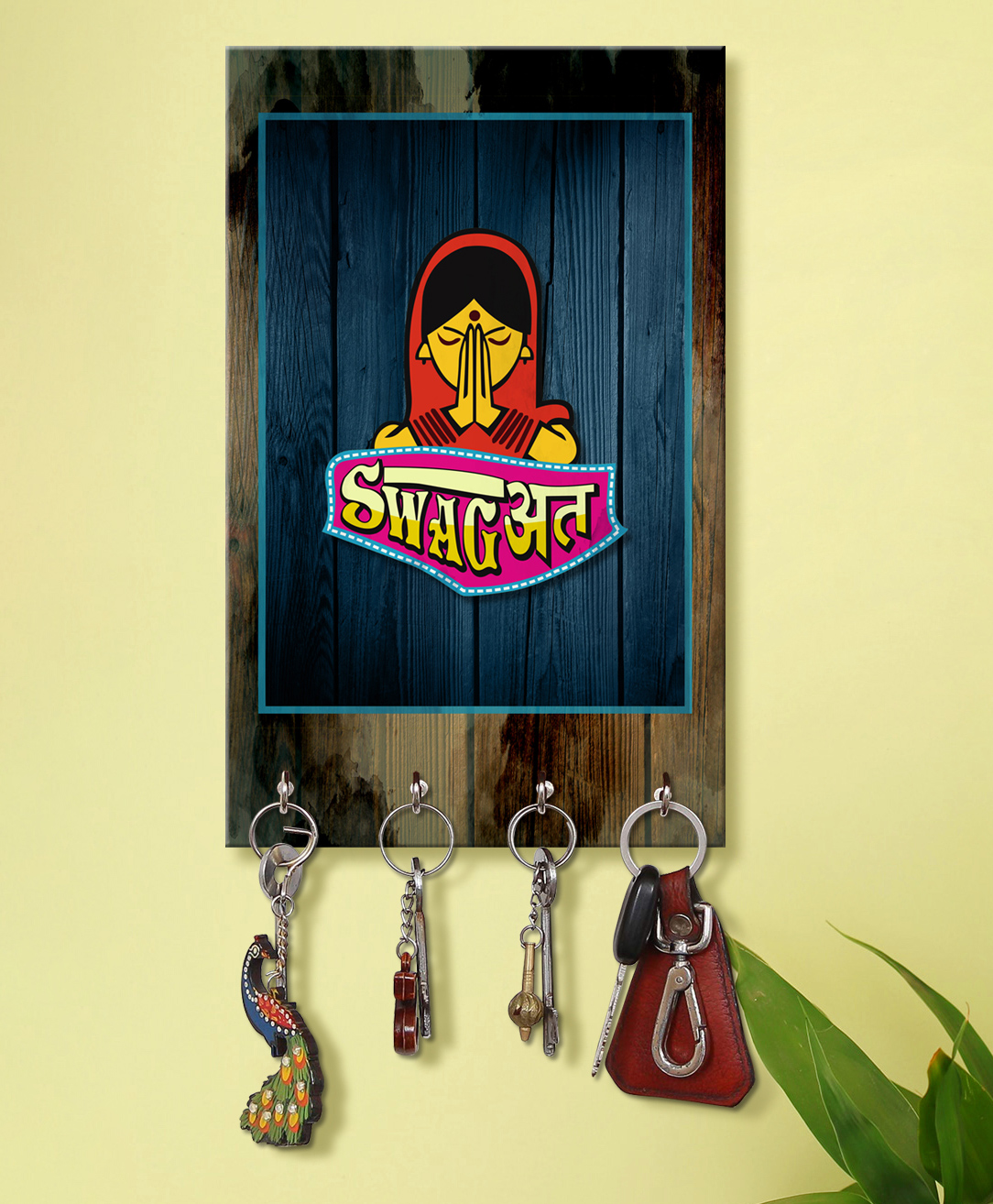999Store Stylish Wood Wall Mount Decorative Key Holder - Lady Swagat-image-22
