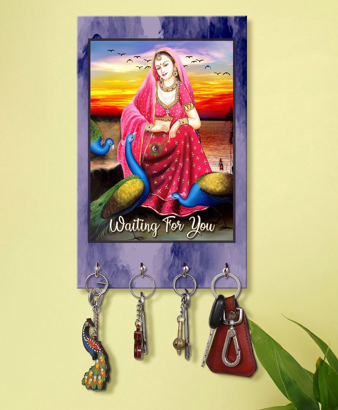 999Store Stylish Wood Wall Mount Decorative Key Holder - Waiting For You Lady-image-37