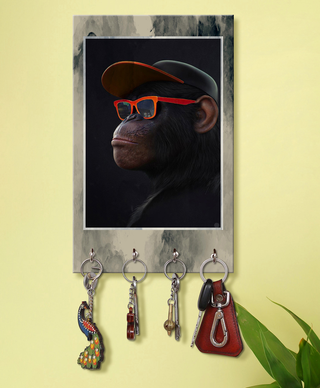 999Store Stylish Wood Wall Mount Decorative Key Holder - Black Gorilla With Sunglasses-picture-36
