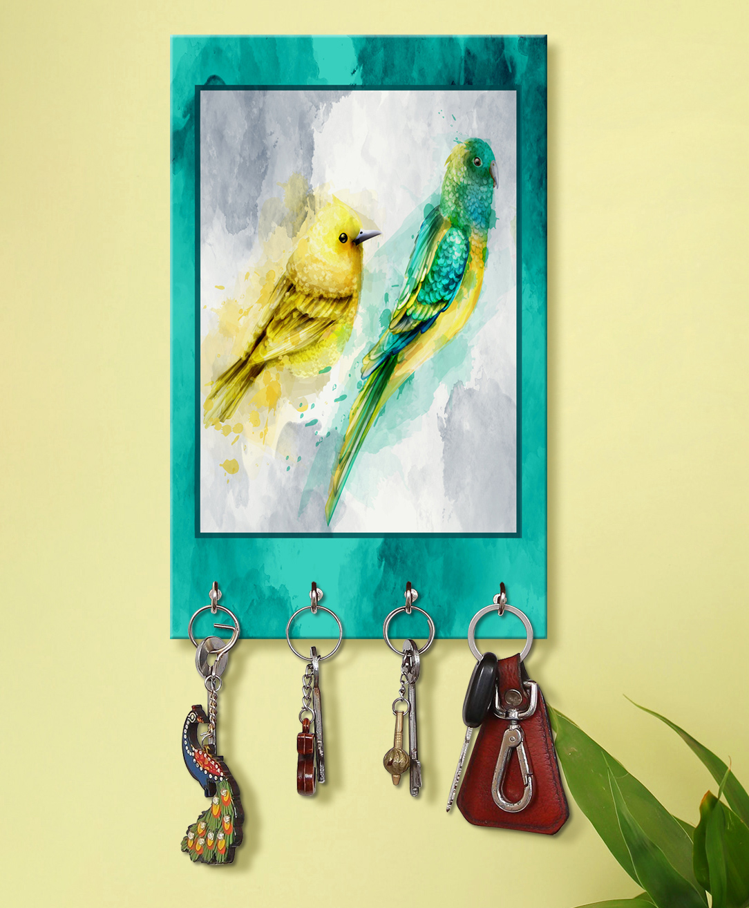 999Store Stylish Wood Wall Mount Decorative Key Holder - Parrot And Sparrow-picture-20