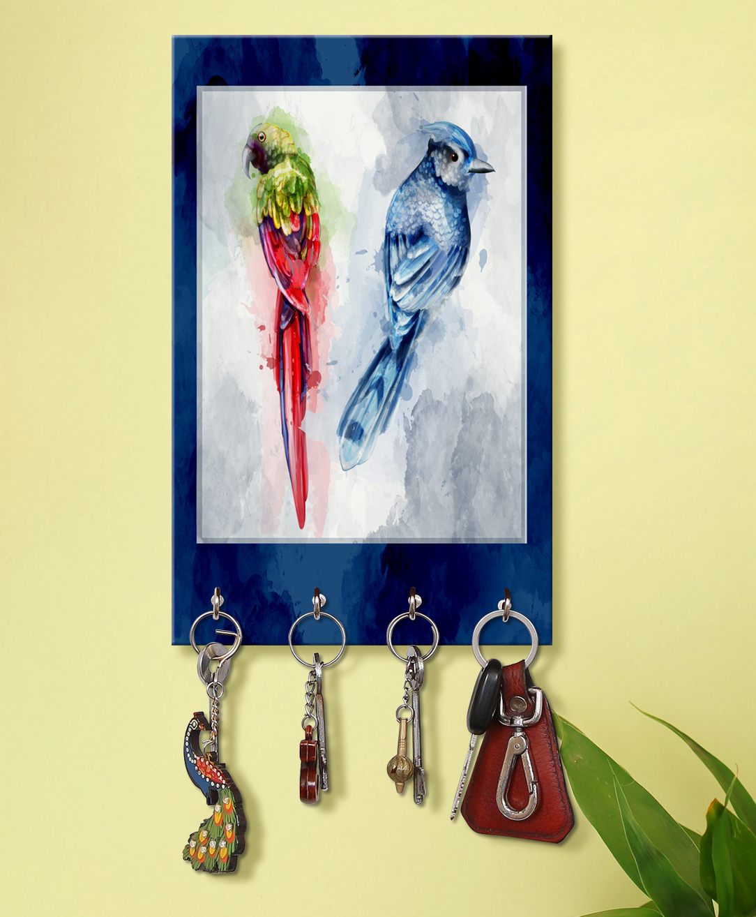 999Store Stylish Wood Wall Mount Decorative Key Holder - Parrot And Sparrow-picture-21