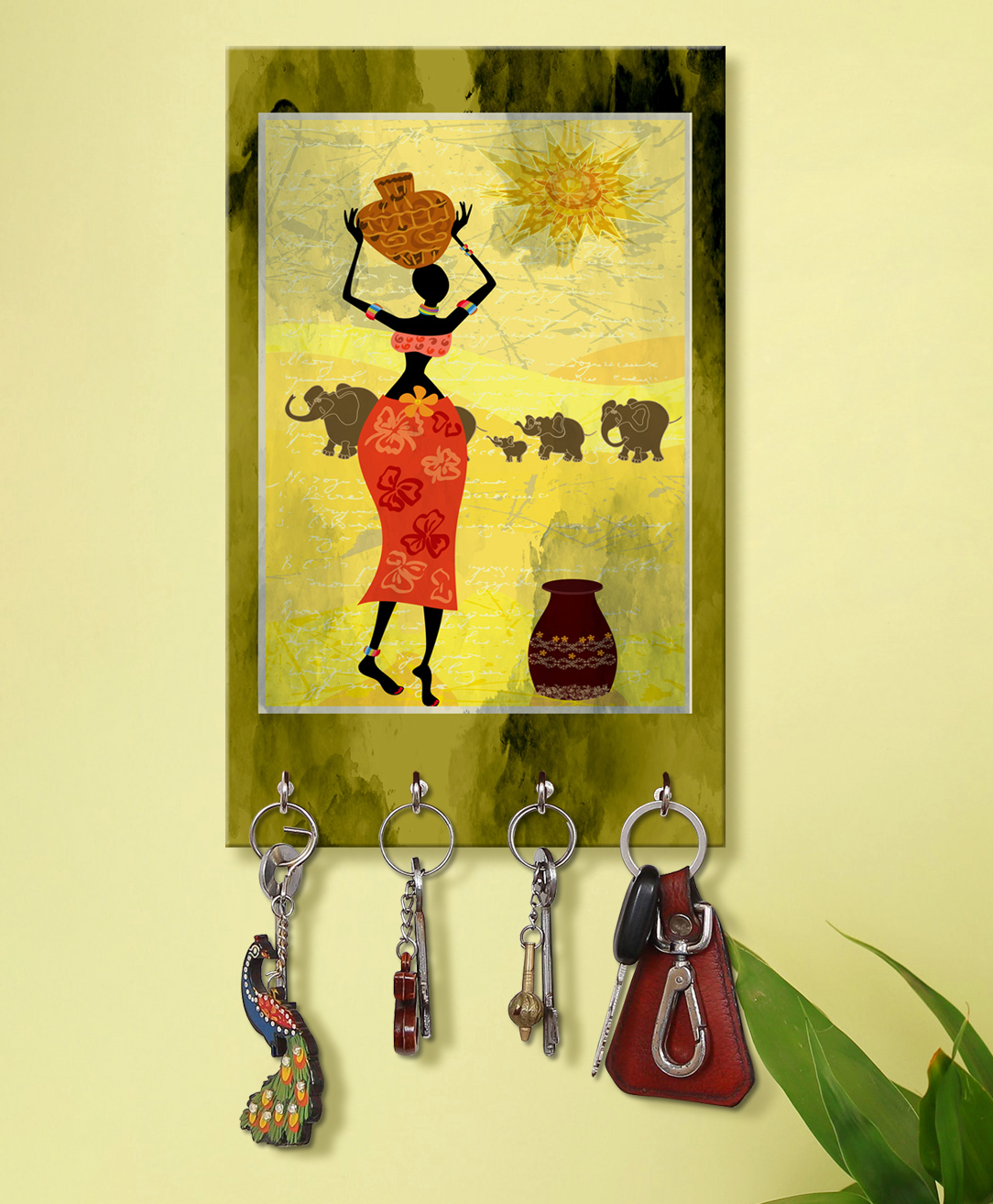 999Store Stylish Wood Wall Mount Decorative Key Holder - Rajasthani Lady-picture-23