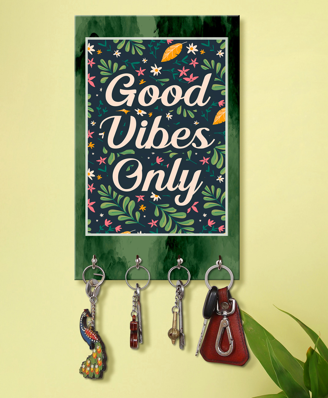999Store Stylish Wood Wall Mount Decorative Key Holder - Good Vibes Only-picture-28