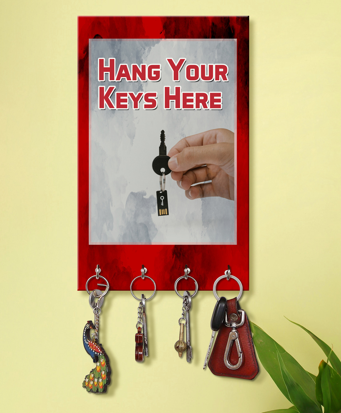 999Store Stylish Wood Wall Mount Decorative Key Holder - Hang Your Keys Here-picture-31
