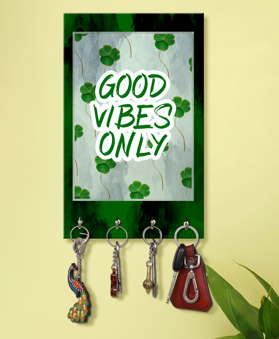 999Store Stylish Wood Wall Mount Decorative Key Holder - Good Vibes Only-picture-33