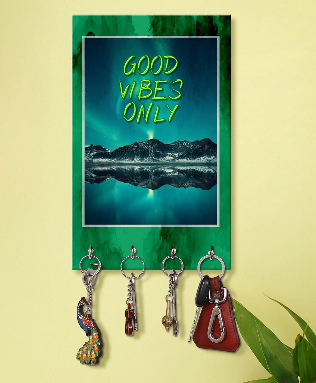 999Store Stylish Wood Wall Mount Decorative Key Holder - Good Vibes Only-picture-15
