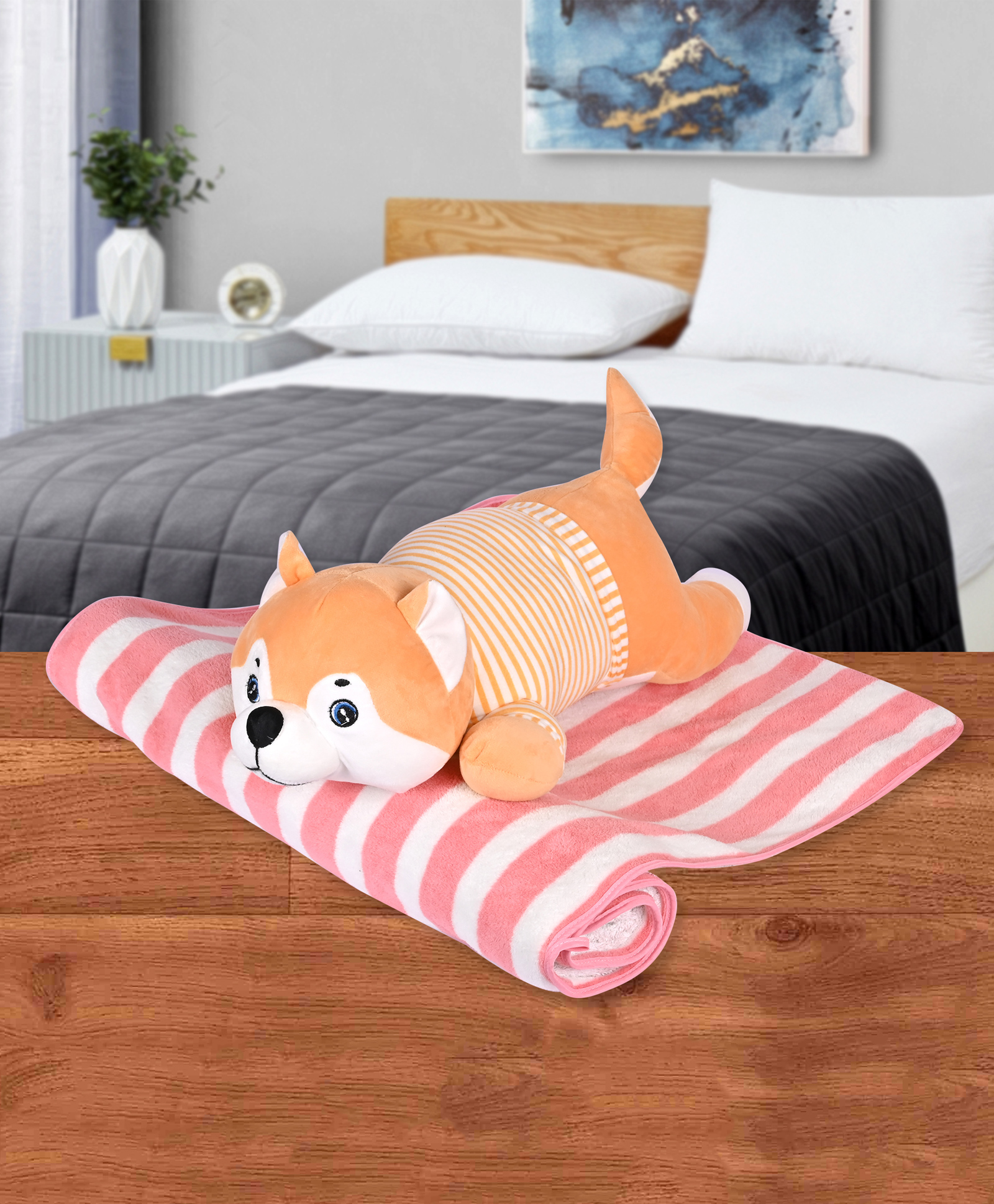 Besties Cute Lying Husky Dog Soft Toy Brown - Length 40 cm-picture-21