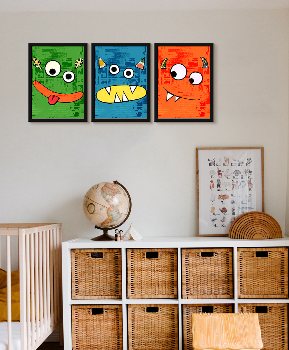 999Store Modern Art Kids Painting For Wall Decor - Monster Three Different Face-image-44