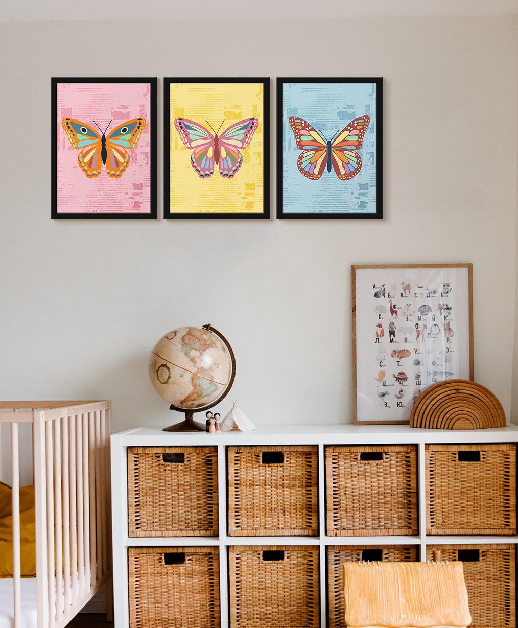 999Store Modern Art Kids Painting For Wall Decor - Multi Color Different Butterfly-image-40