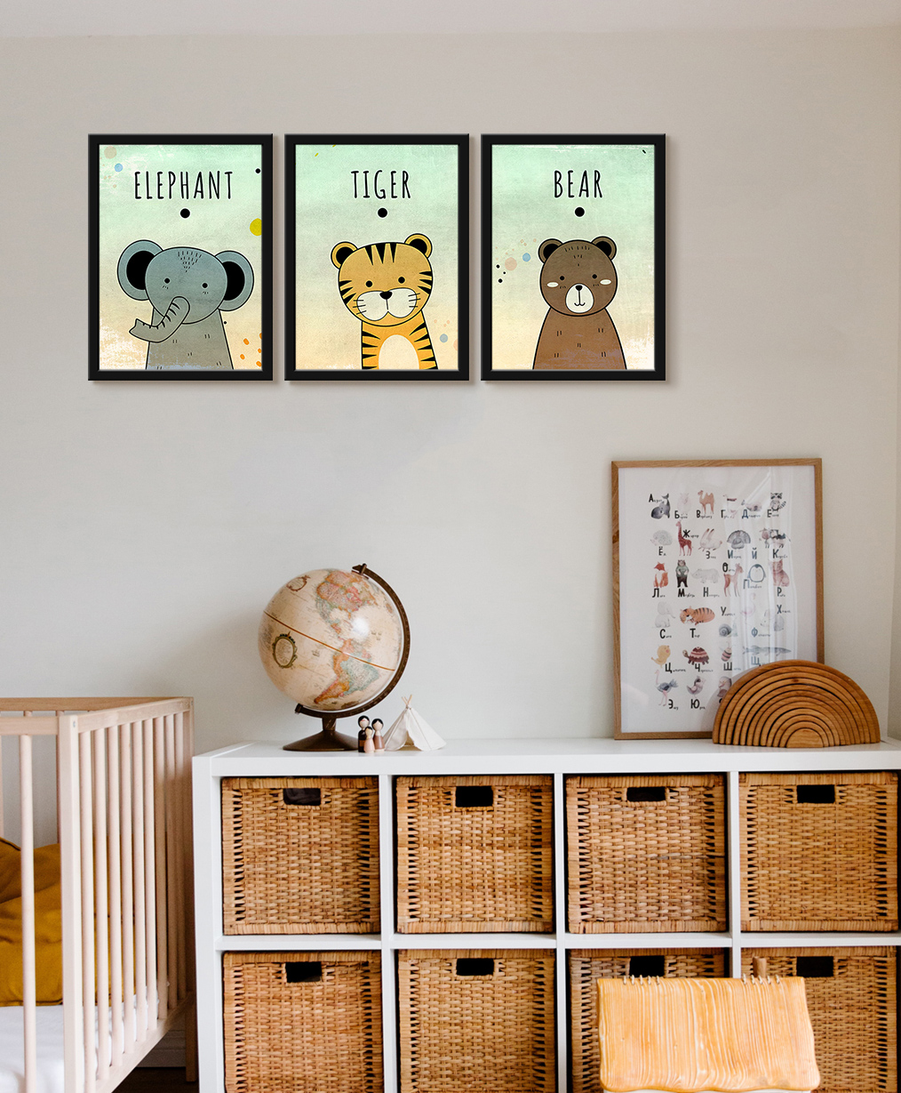 999Store Modern Art Kids Painting For Wall Decor - Elephant Tiger Bear Face-picture-10