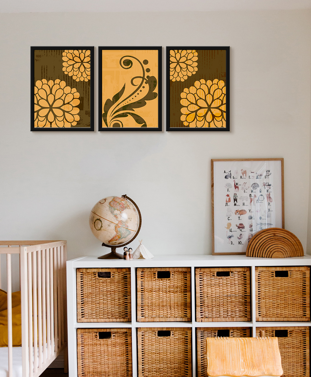 999Store Modern Art Kids Painting For Wall Decor - Retro Flower-image-1