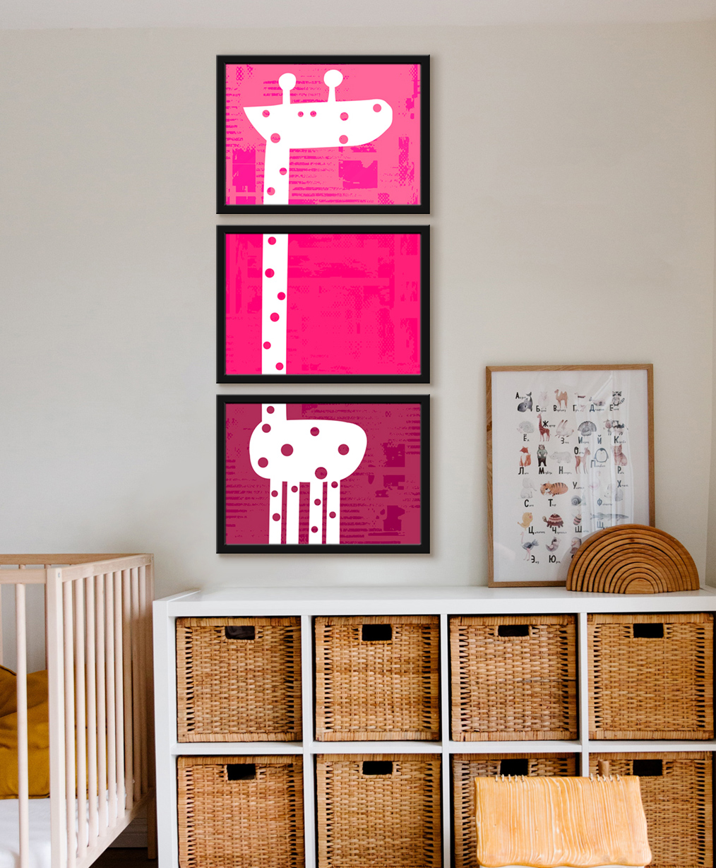 999Store Modern Art Kids Painting For Wall Decor - Abstract Shape Art Cartoon Giraffe-image-4