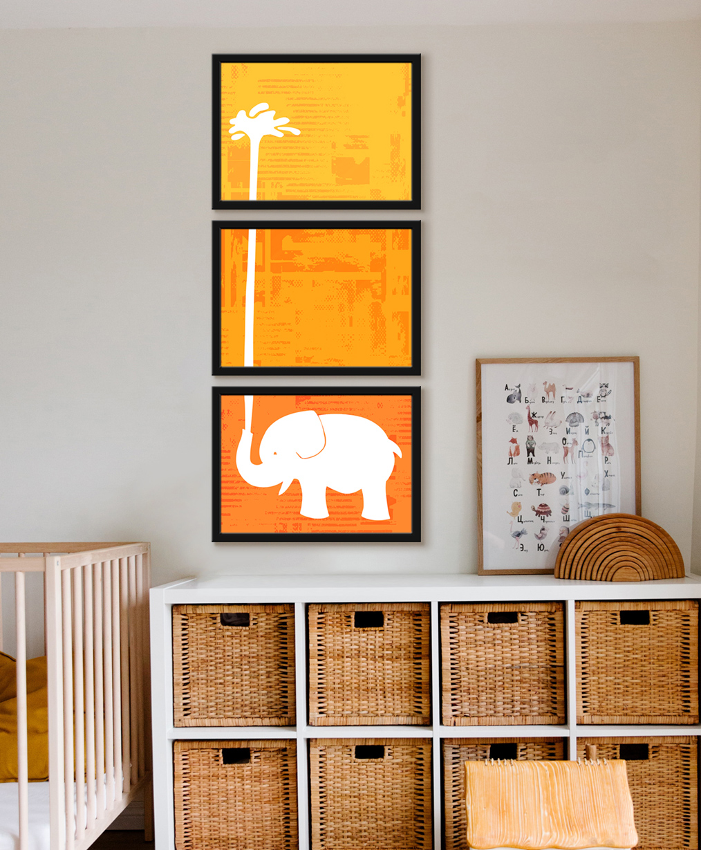 999Store Modern Art Kids Painting For Wall Decor - 999Store Modern Art Kids Painting For Wall Decor - Elephant With Flying White Heart-image-33