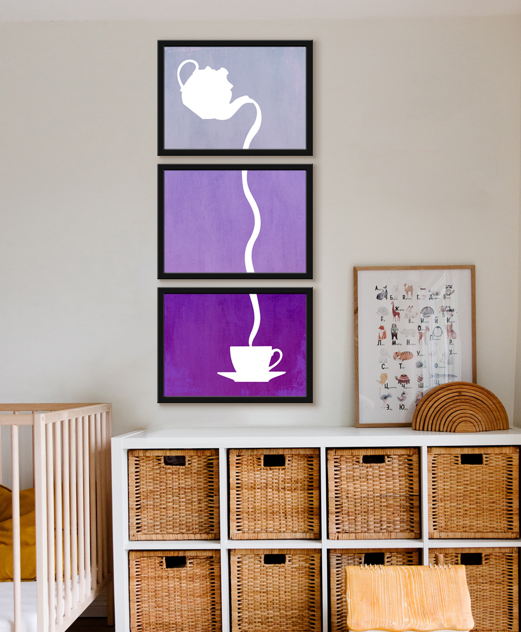 999Store Modern Art Kids Painting For Wall Decor - Tea Lover Teapot With Cup of Tea-image-37