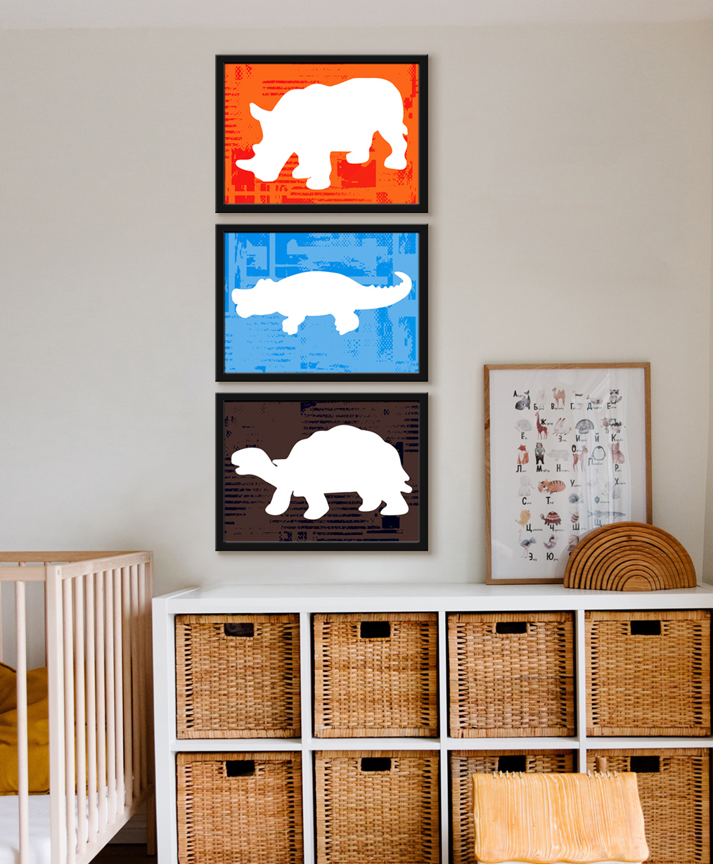 999Store Modern Art Kids Painting For Wall Decor - Cartoon Rhinoceros Alligator and Tortoise-image-42