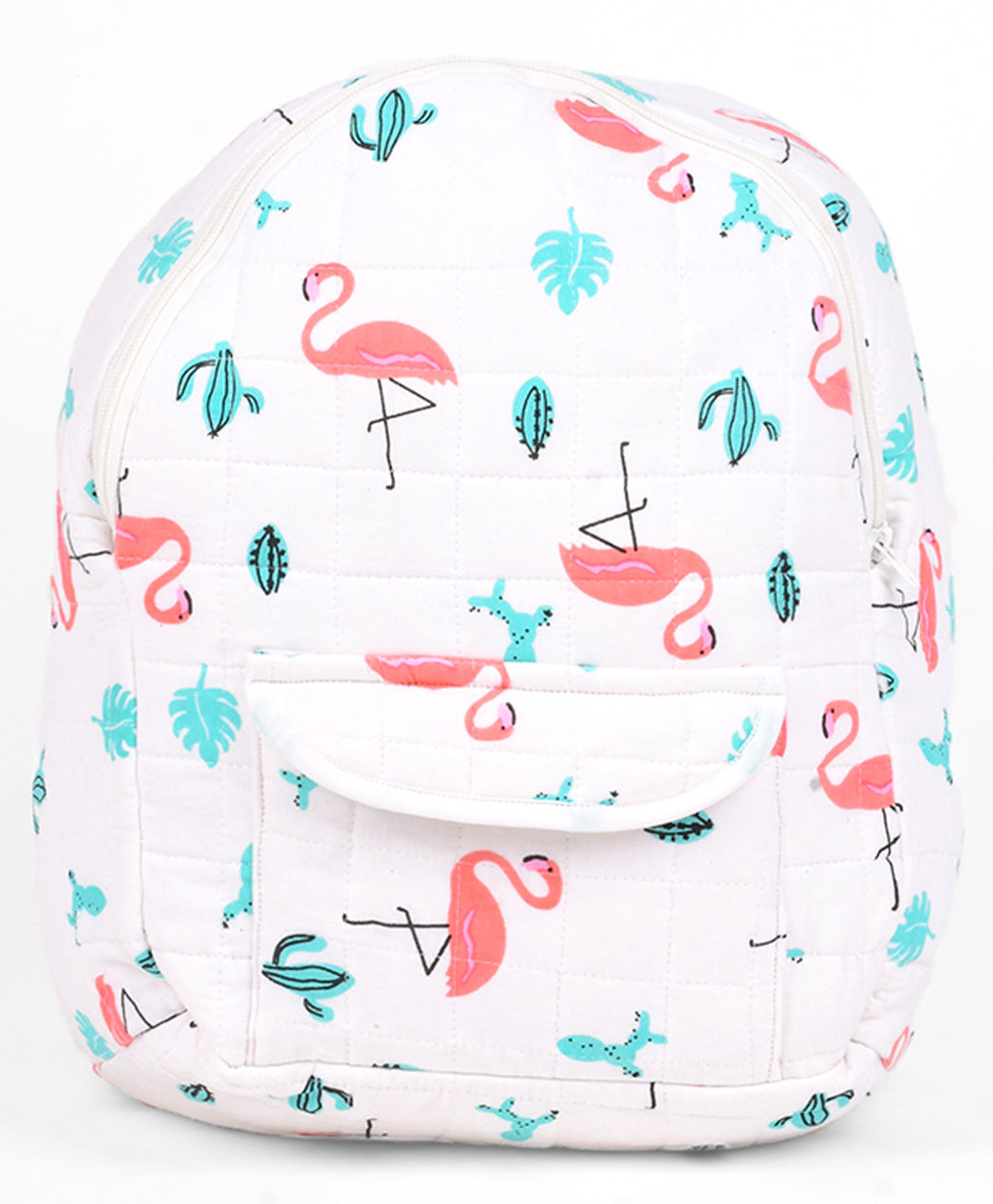 Moms Home Organic Cotton Baby Diaper Backpack Flamingo Print - White & Pink-image-9
