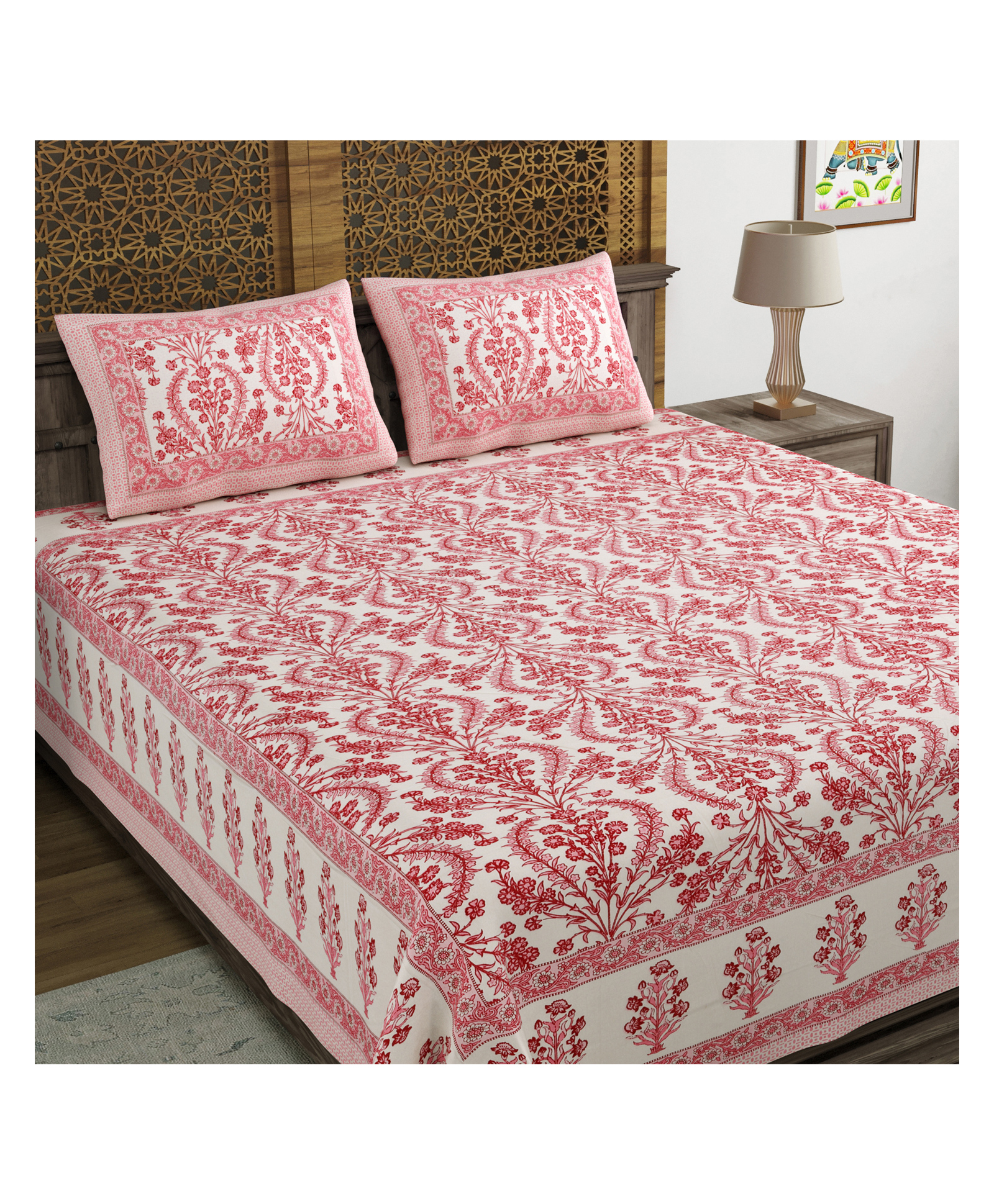 Blocks Of India Design 23 Cotton Block Print King Size Bed Sheet