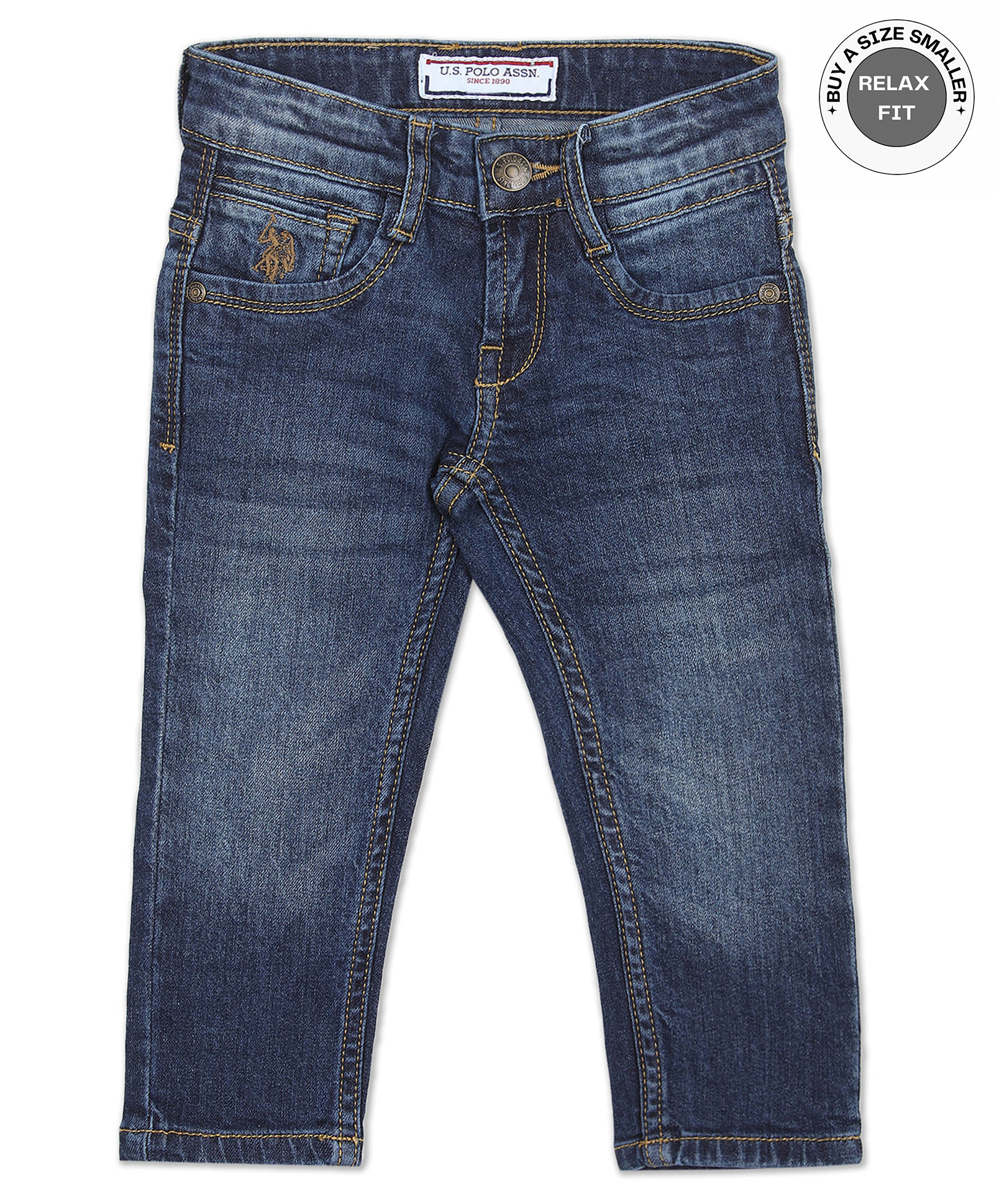 US Polo Assn Full Length Jeans Solid Color - Dark Blue