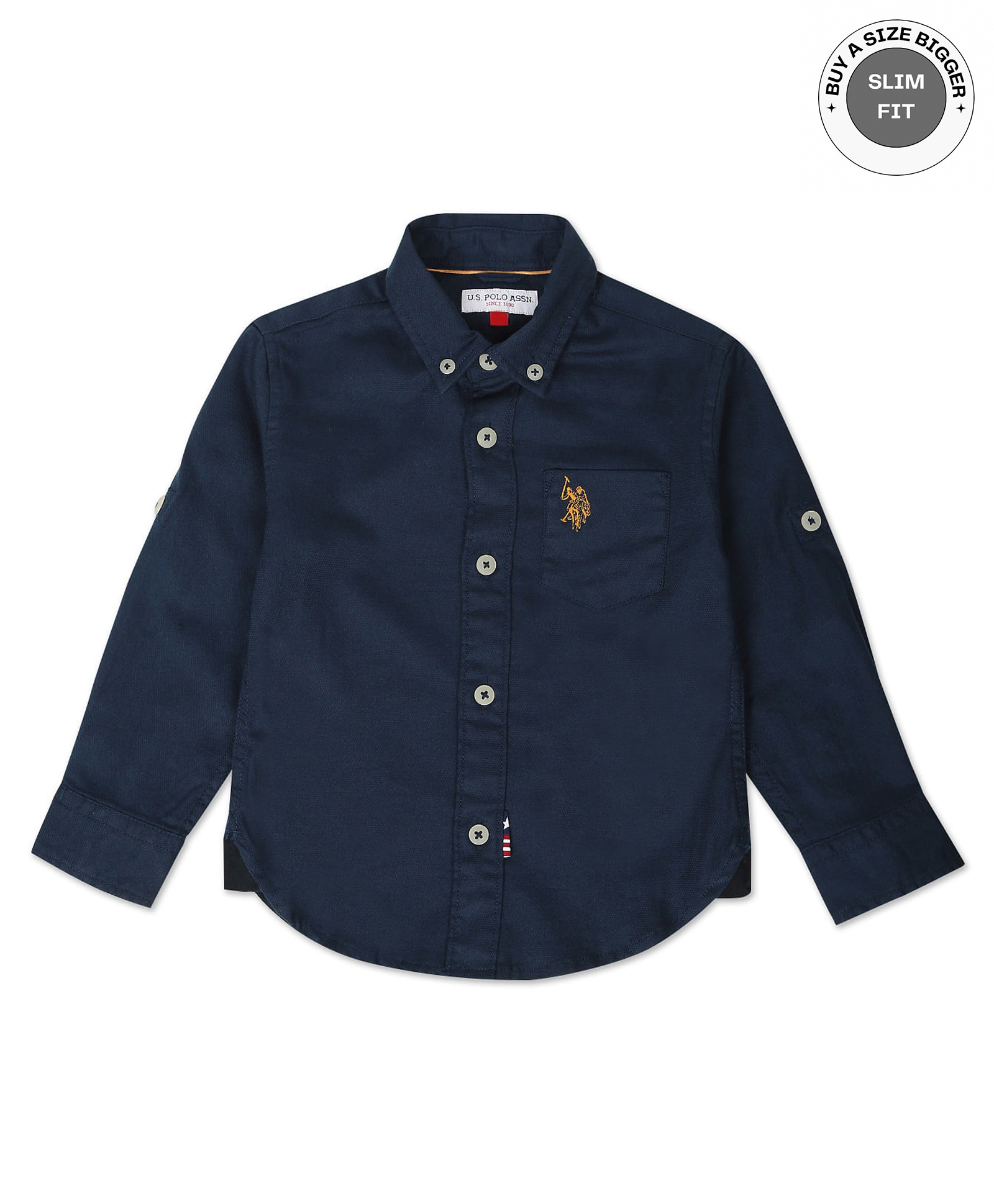 US Polo Assn Knit Full Sleeves Shirt With Logo Embroidery - Navy Blue-image-10