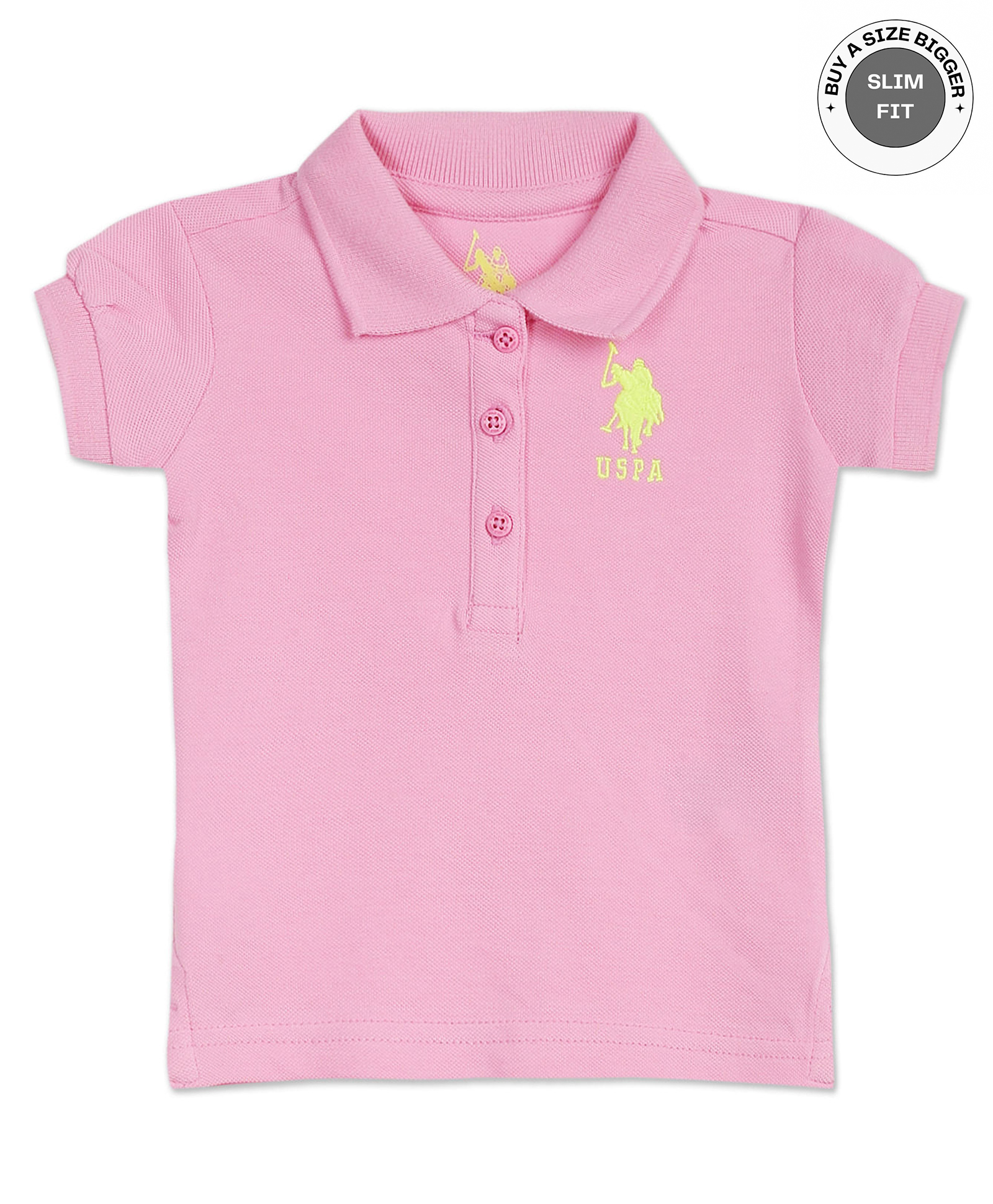 US Polo Assn Knit Half Sleeves T-Shirt Logo Print - Pink
