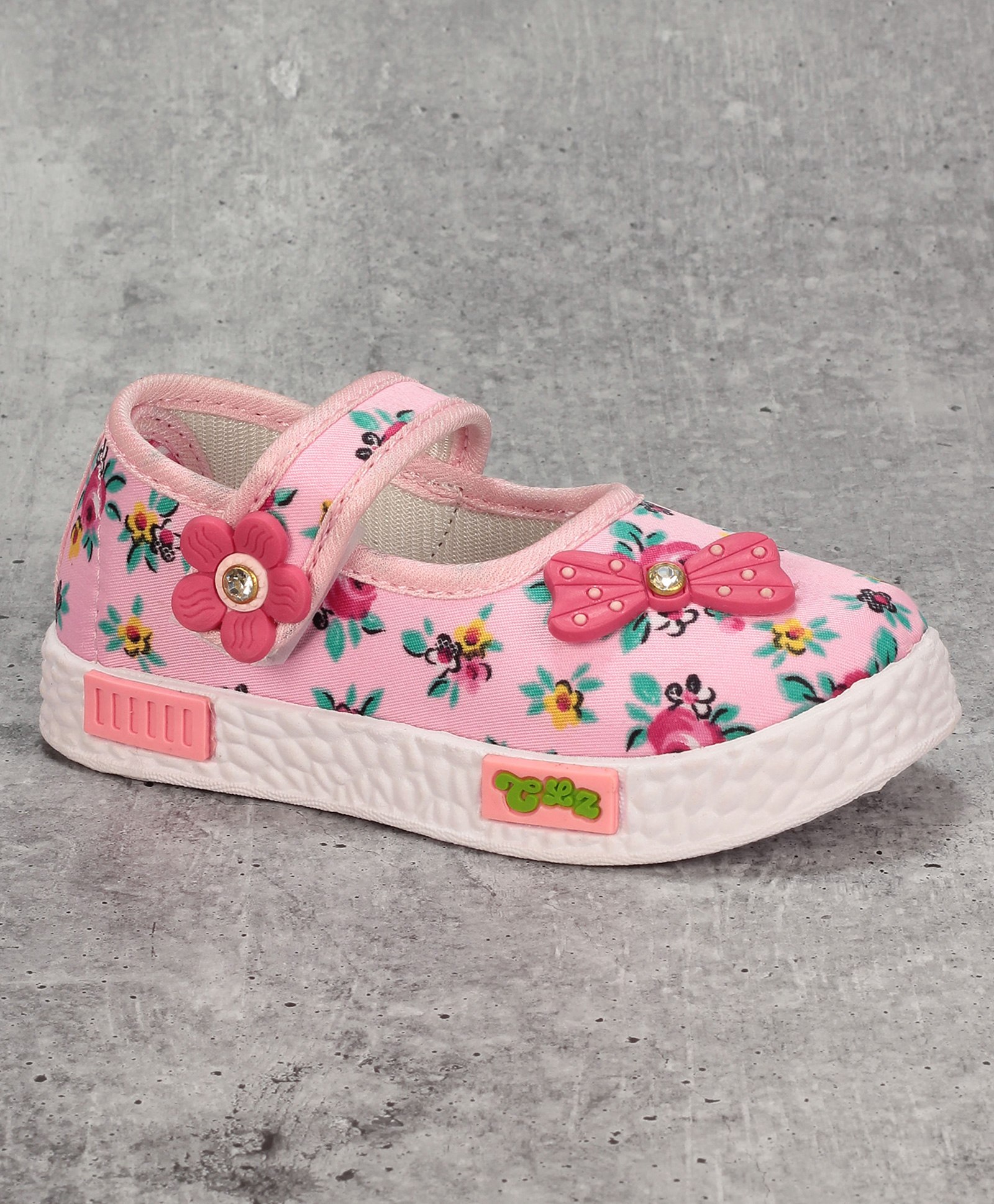 Lil Lollipop Floral  Printed Mary Jane'S  With Flower Applique Detailed Ballerina - Pink-image-2