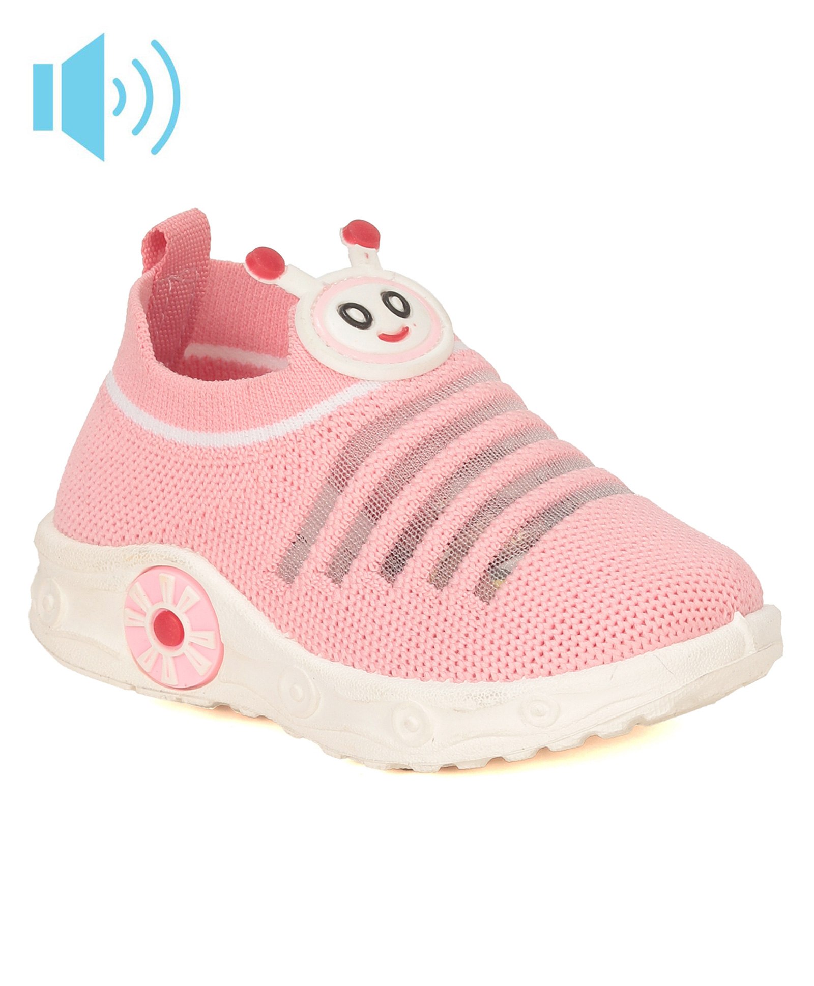 Lil Lollipop Mesh & Cartoon Face Applique Detailed Slip On Musical Shoes - Pink-picture-22