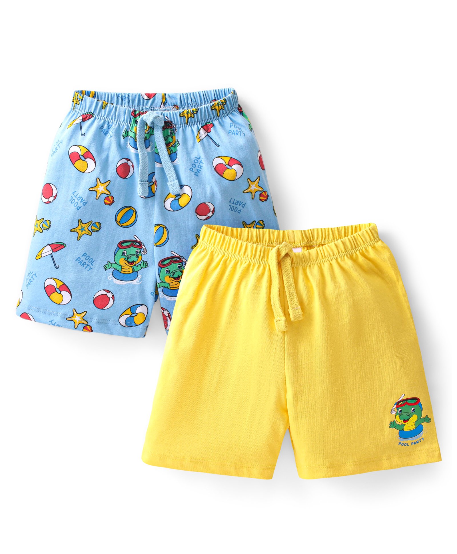 Babyhug Cotton Knit Shorts With Dino Print Pack of 2 - Multicolour-picture-25