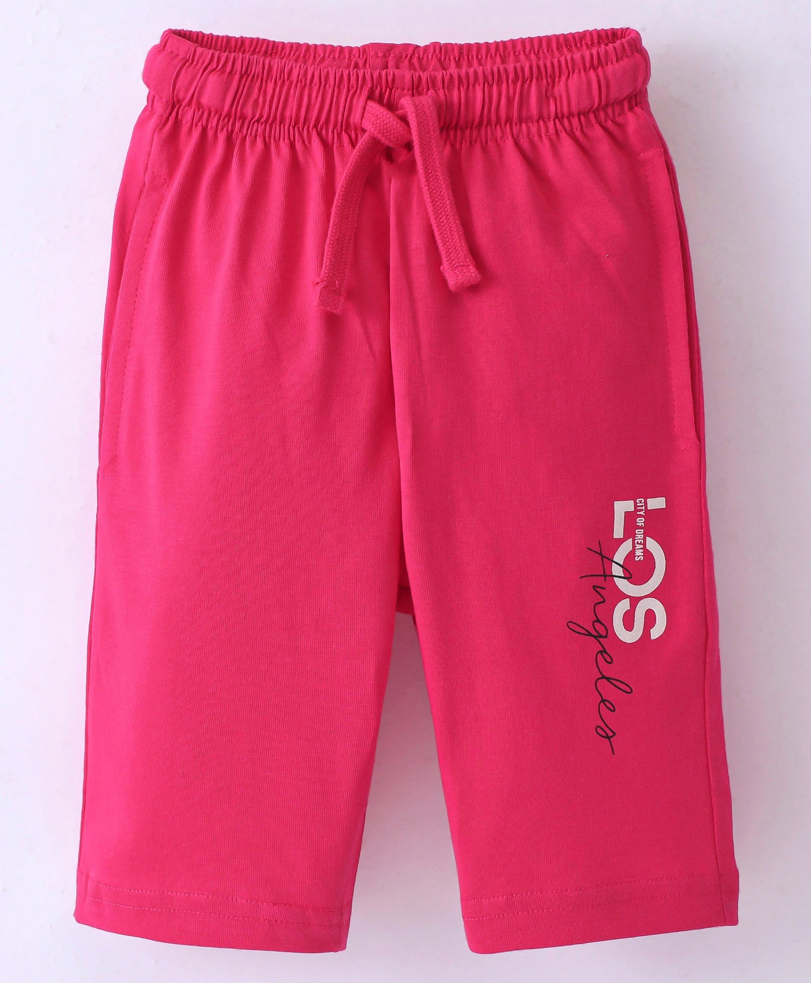 Doreme Cotton Single Jersey Knit Three Fourth Length Pant Text Print - Punch Pink-image-21