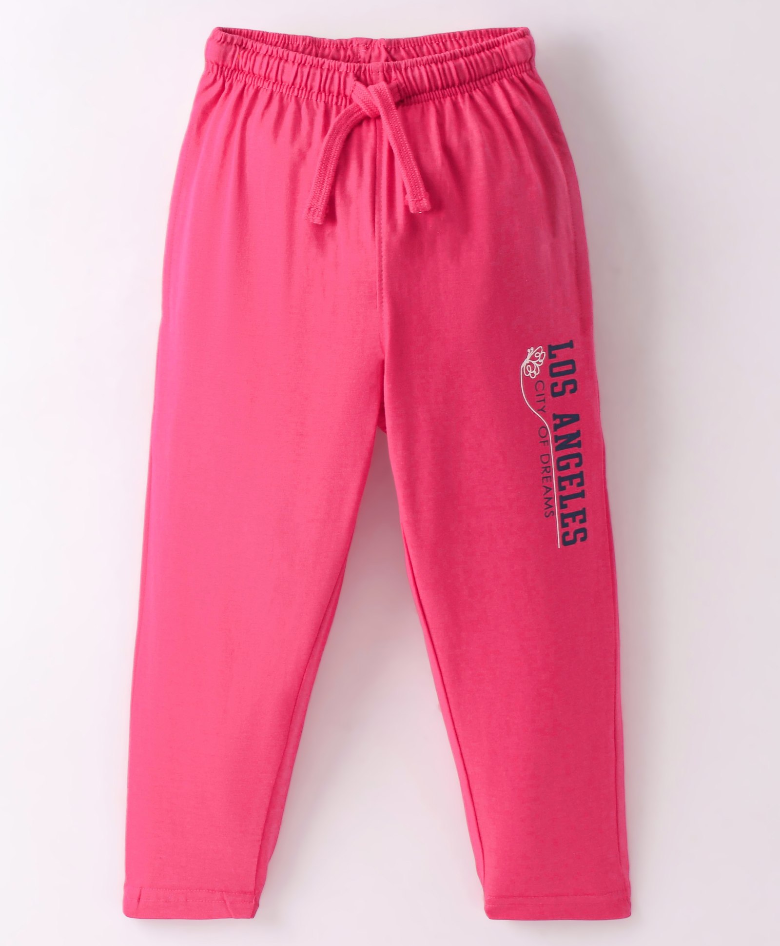 Doreme Cotton Single Jersey Knit Full Length Lounge Pant Text Print - Pink-picture-13