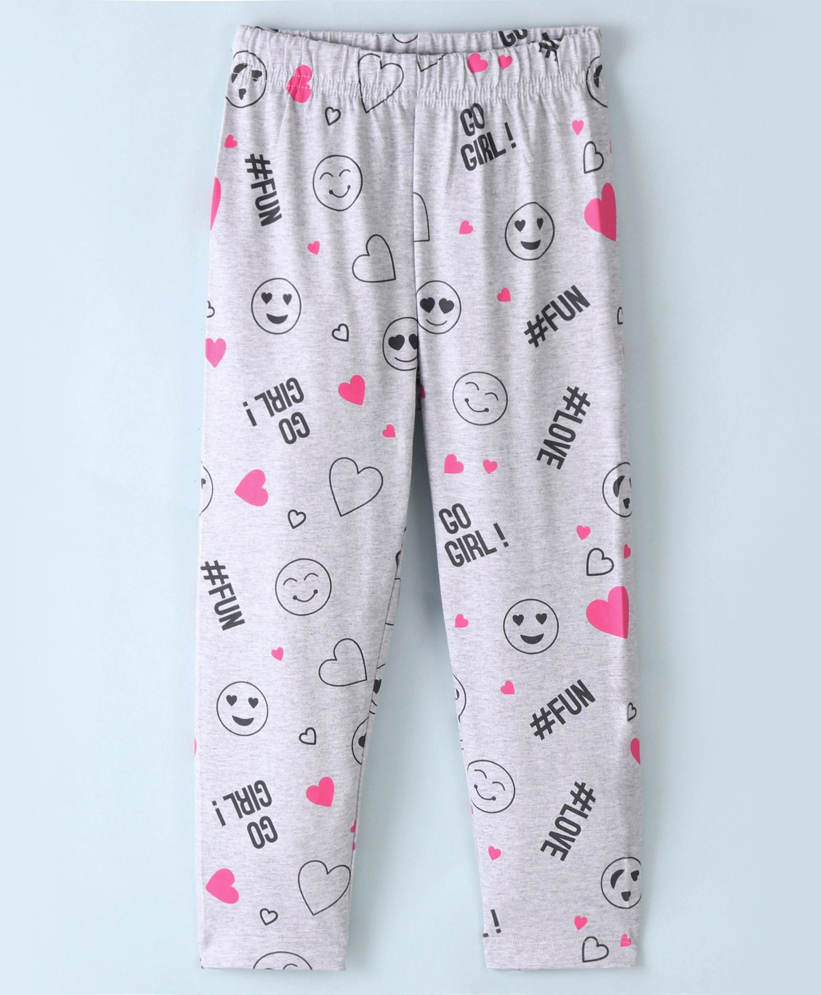 Doreme Cotton Single Jersey Knit Full Length Leggings Text Print - Heather Grey-picture-23