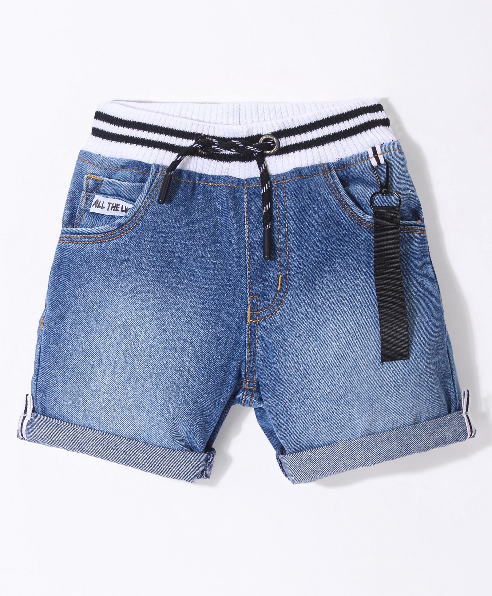 Little Kangaroos Cotton Above Knee Length Solid Color Denim Shorts - Light Blue-picture-11
