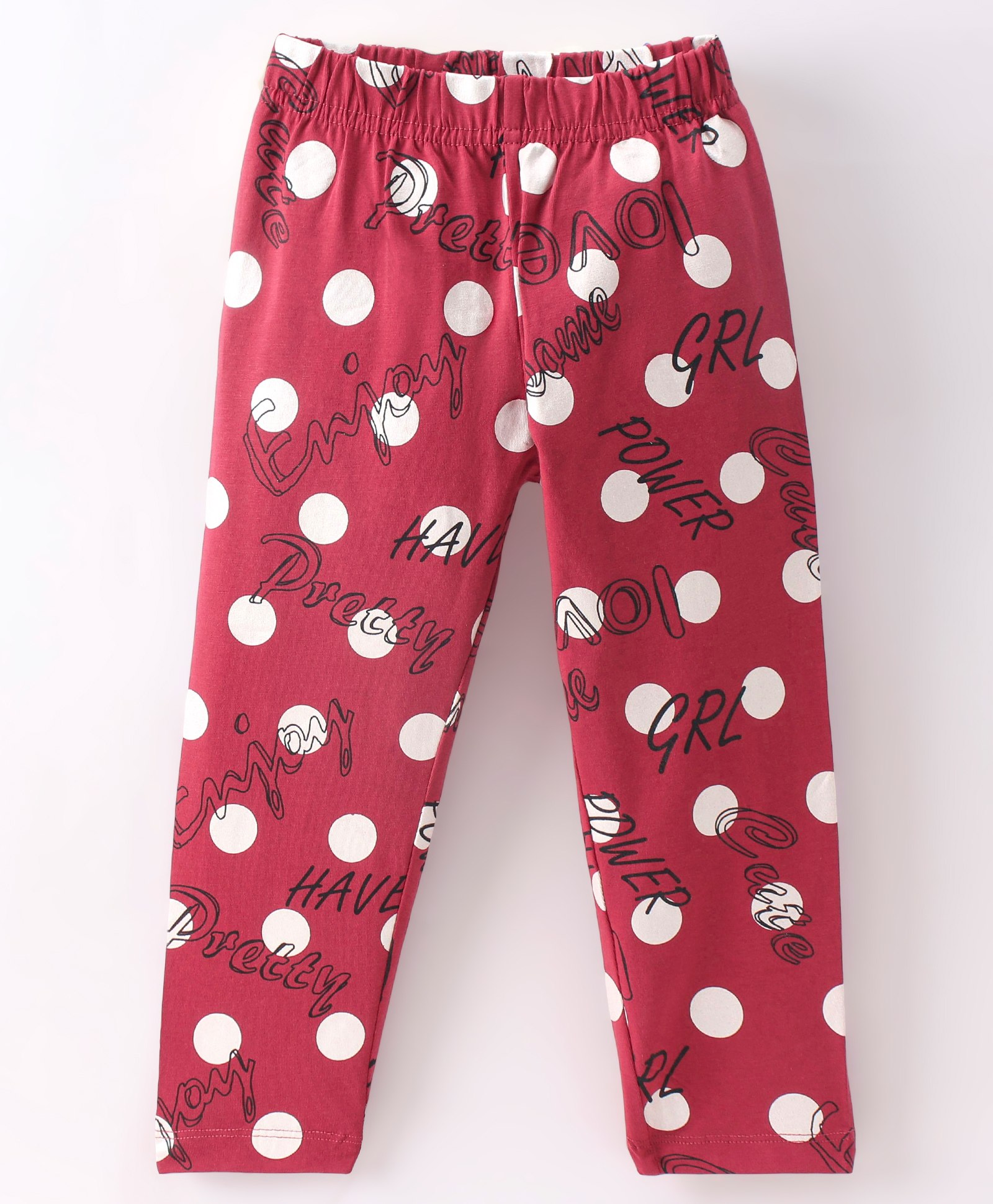 Doreme Cotton Single Jersey Knit Full Length Leggings Polka Dot Print - Pink-picture-20