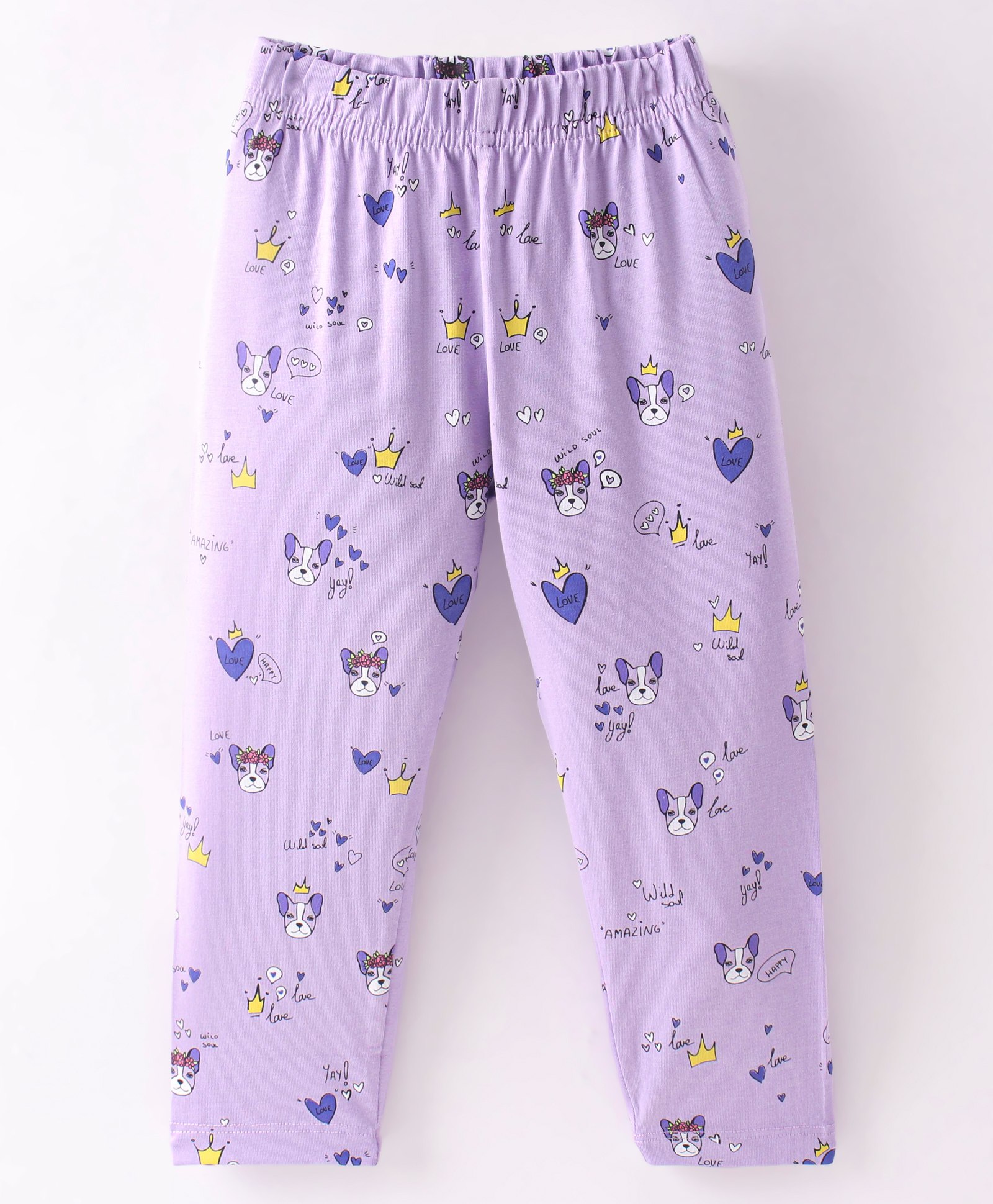 Doreme Cotton Single Jersey Knit Full Length Leggings Puppy Print -  Opera Mouve-picture-11