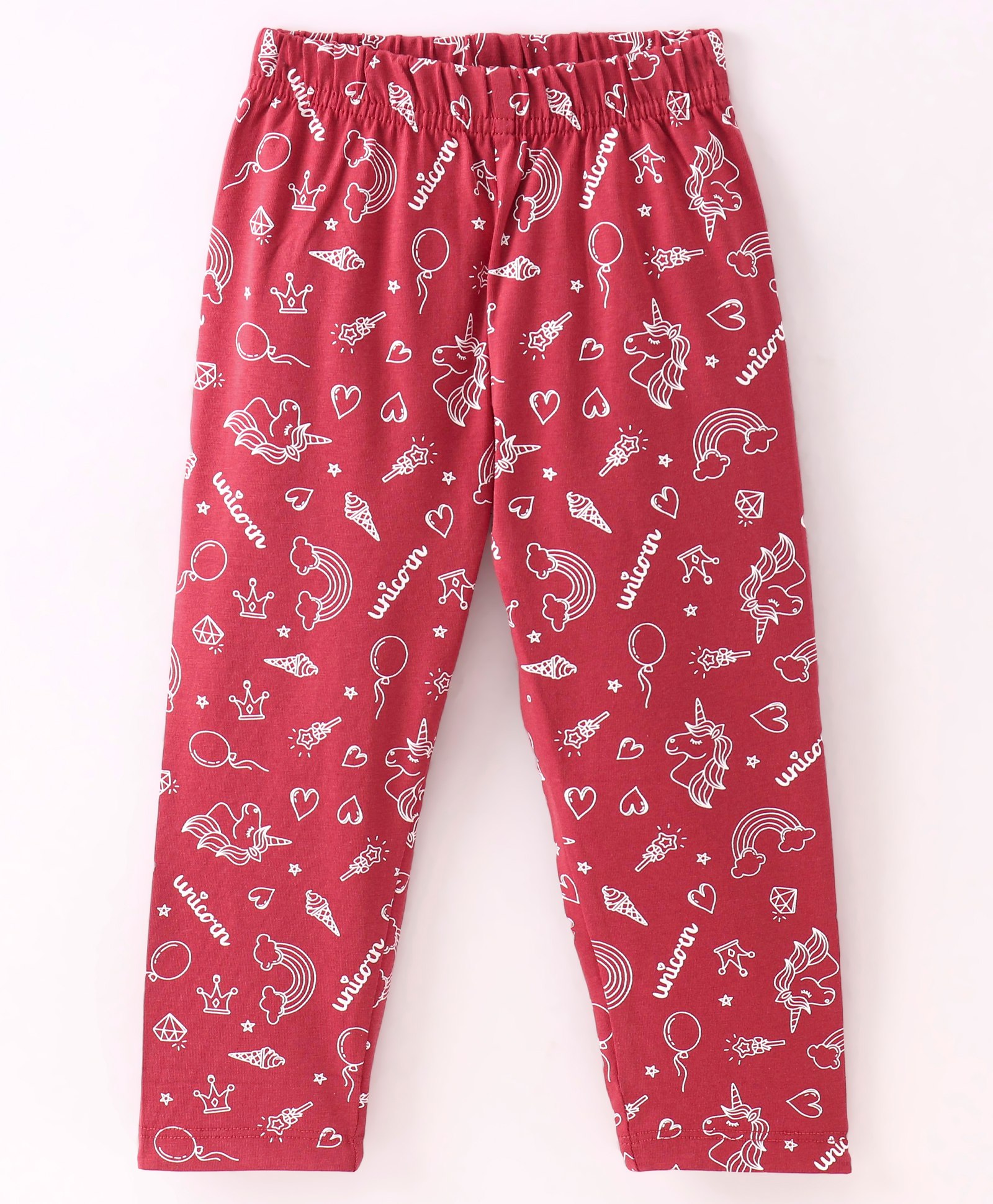 Doreme Cotton Single Jersey Knit Full Length Leggings Unicorn Print -  Flamingo Pink-picture-27