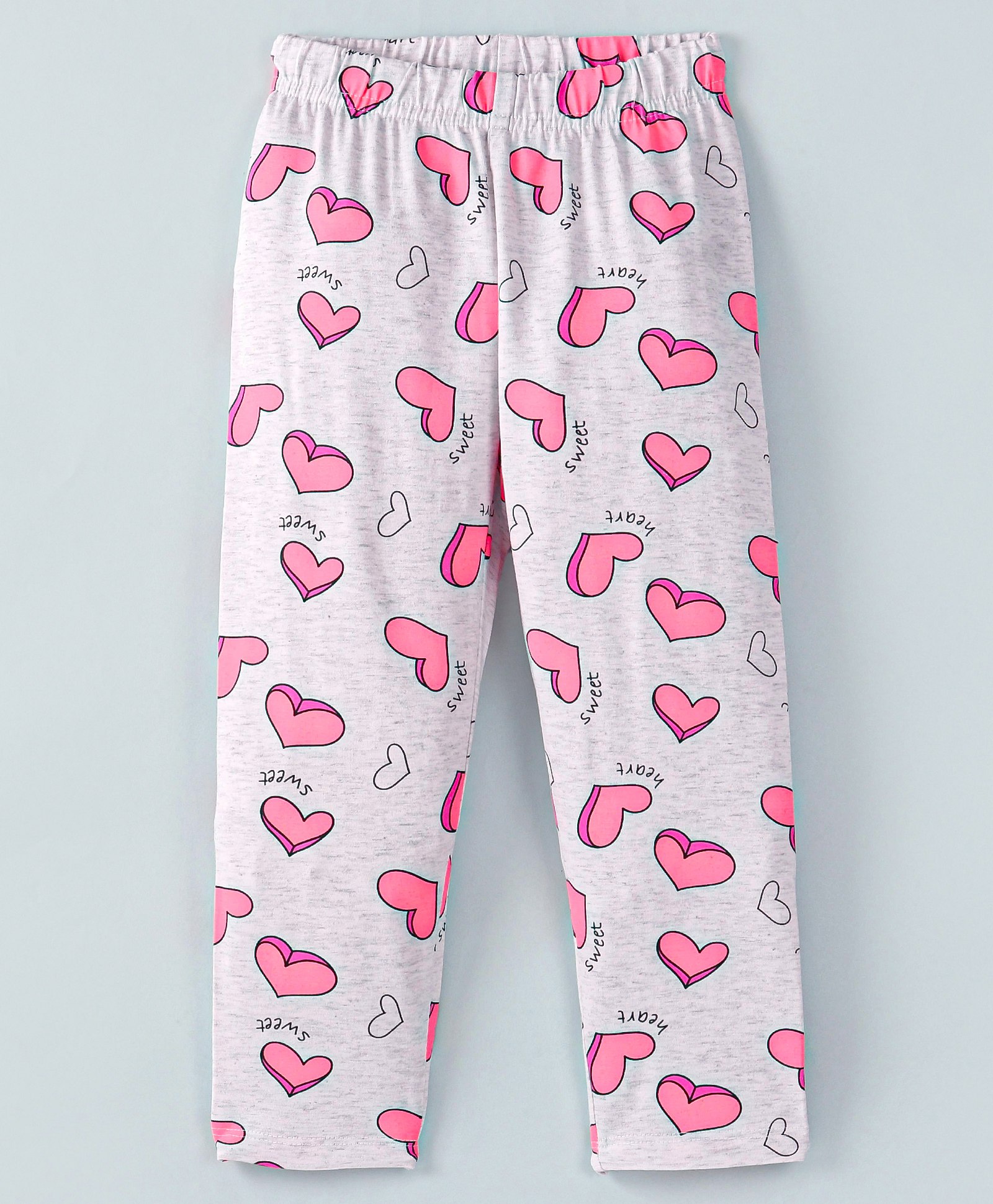 Doreme Cotton Single Jersey Knit Full Length Leggings Heart Print -  Heather Grey-picture-16