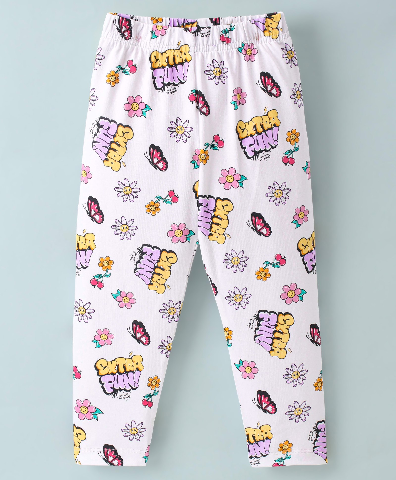 Doreme Single Jersey Full Length Leggings Floral Printed - White-picture-19
