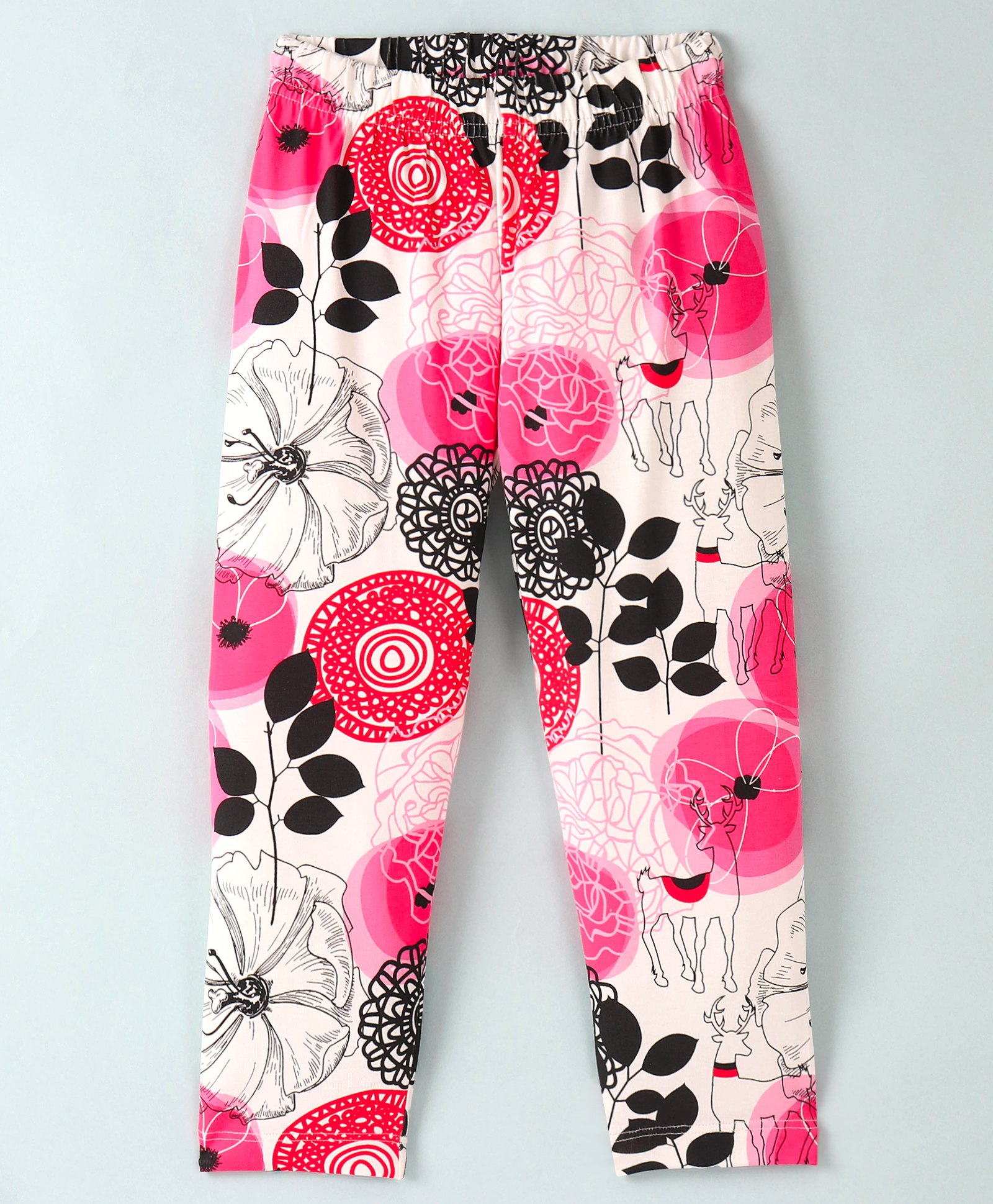 Doreme Single Jersey Full Length Leggings Floral Printed - Off White-image-6