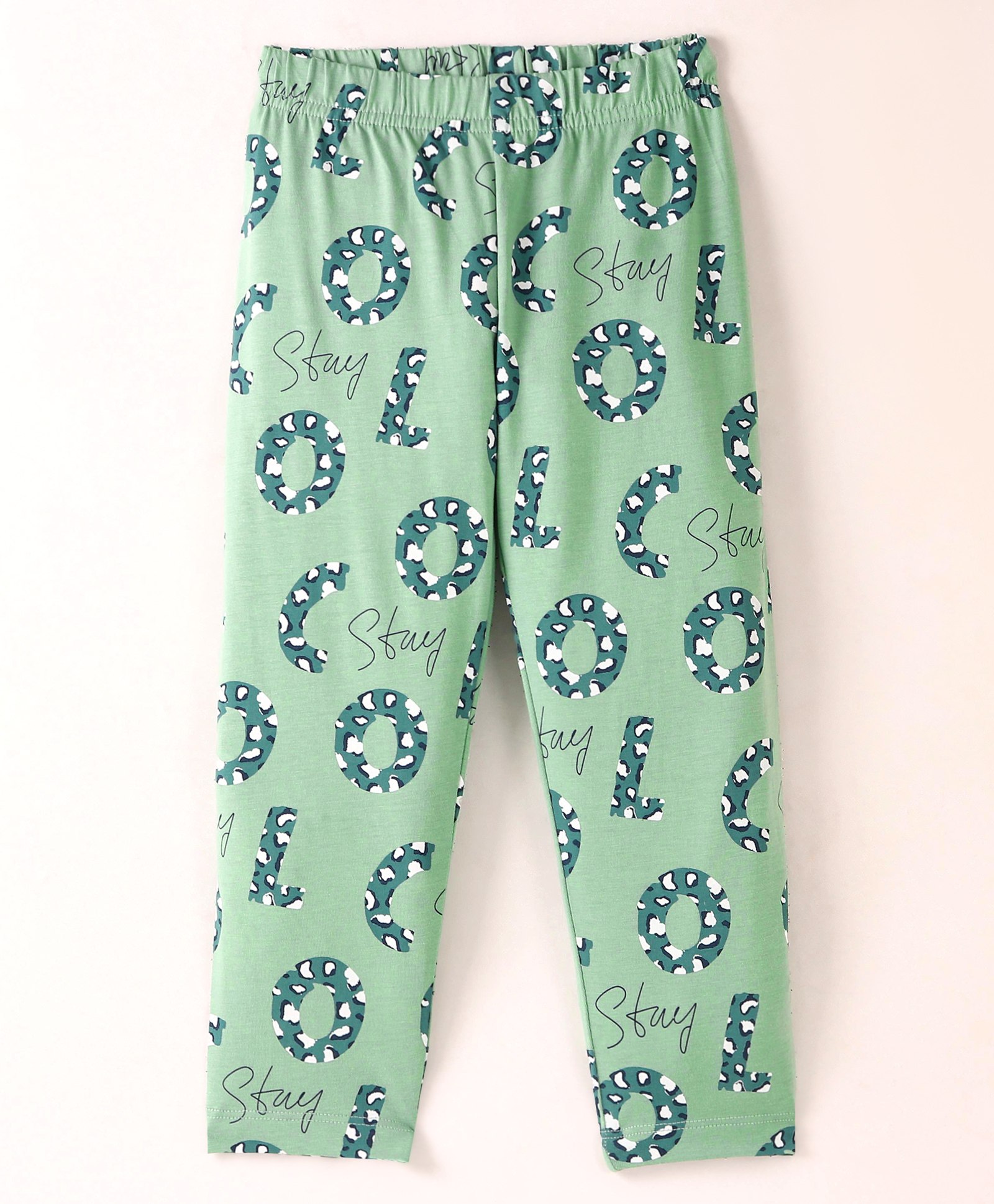 Doreme Single Jersey Full Length Leggings Text Printed - Lourel Green-image-21