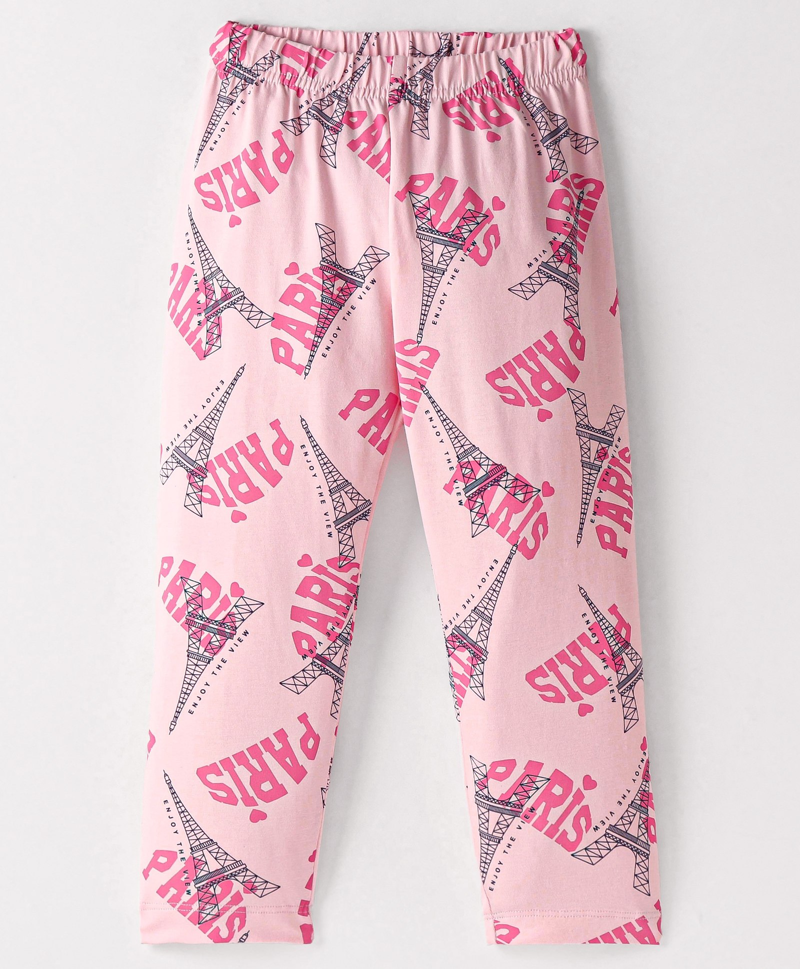 Doreme Cotton Single Jersey Knit Legging Eiffel Tower Print - Pink-image-5