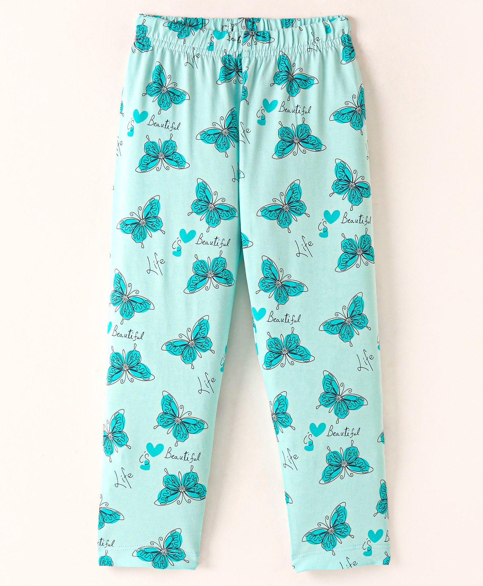 Doreme Cotton Single Jersey Knit Legging Butterfly Print - Cyan Blue-image-42