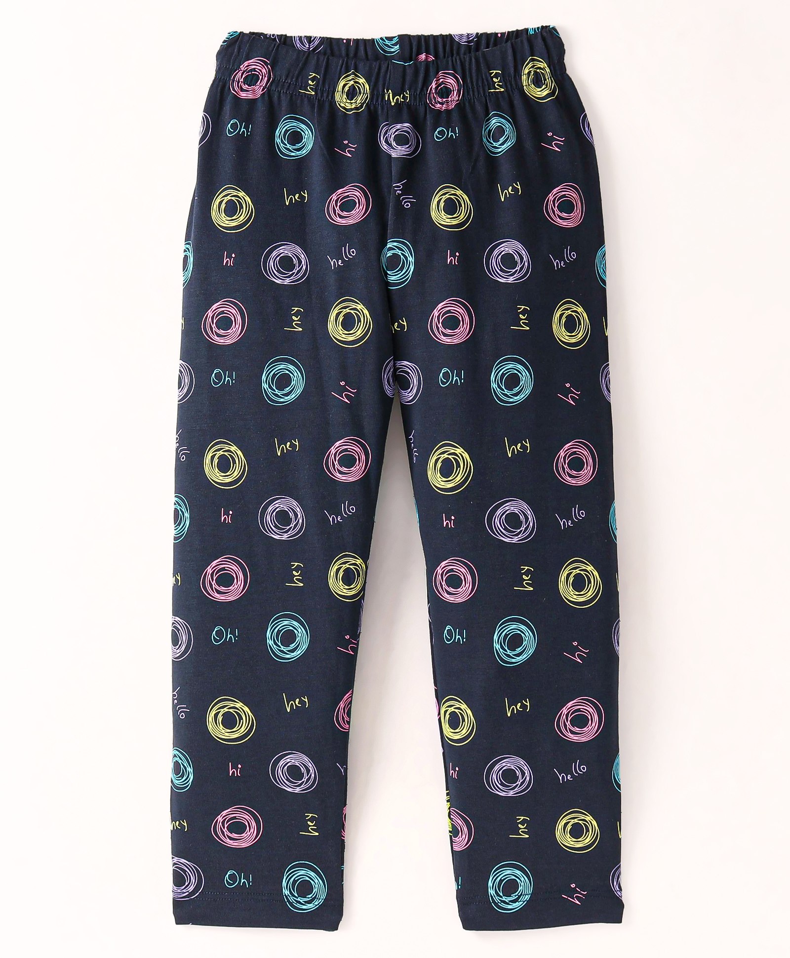 Doreme Single Jersey Full Length Leggings Text Printed - Navy Blue-picture-10