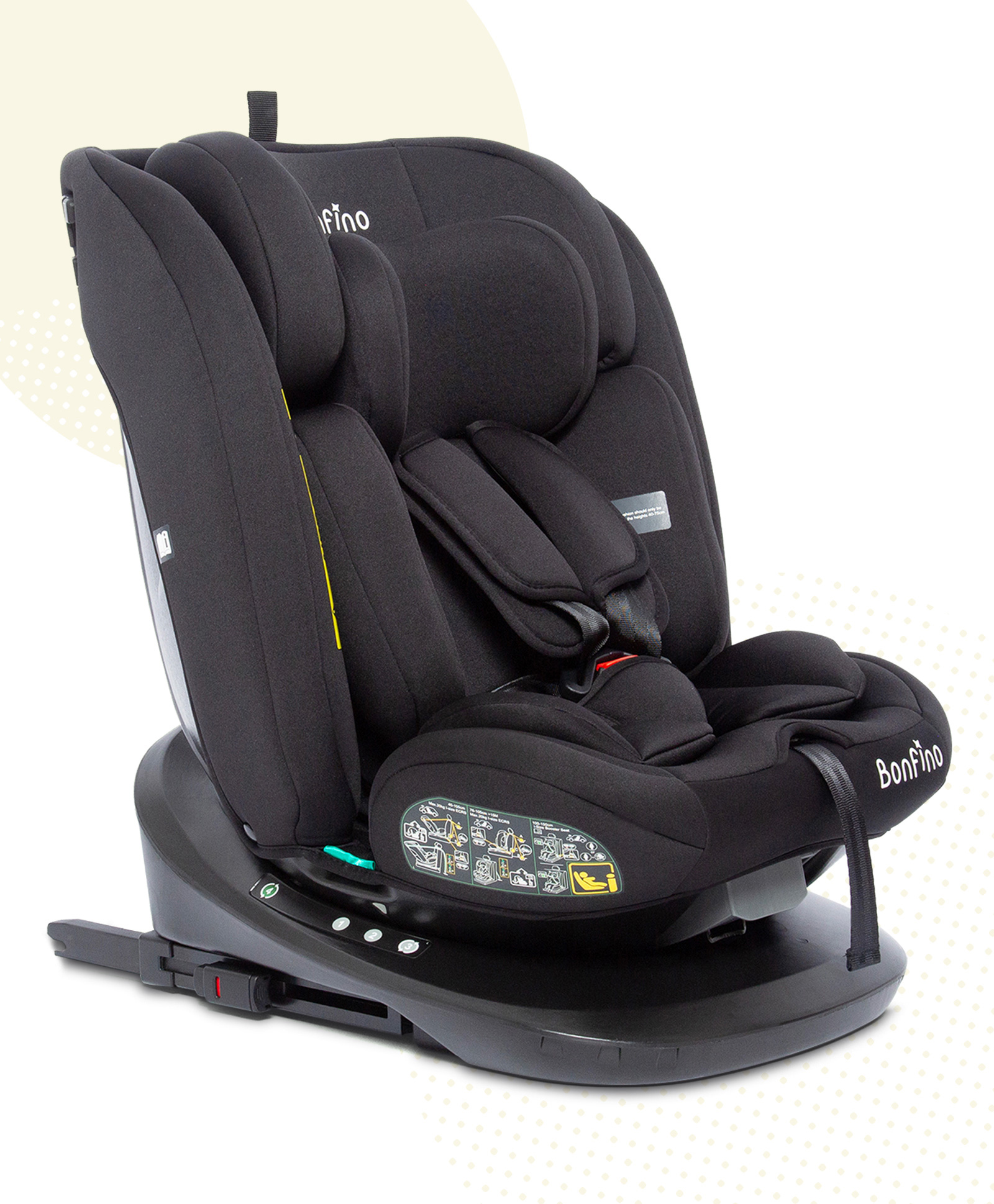 Bonfino  Isofix Convertible Car Seat with Head Rest - Black
