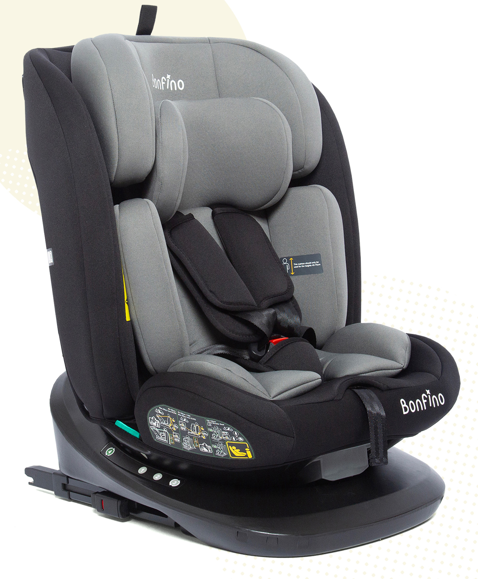 Bonfino  Isofix Convertible Car Seat with Head Rest - Grey