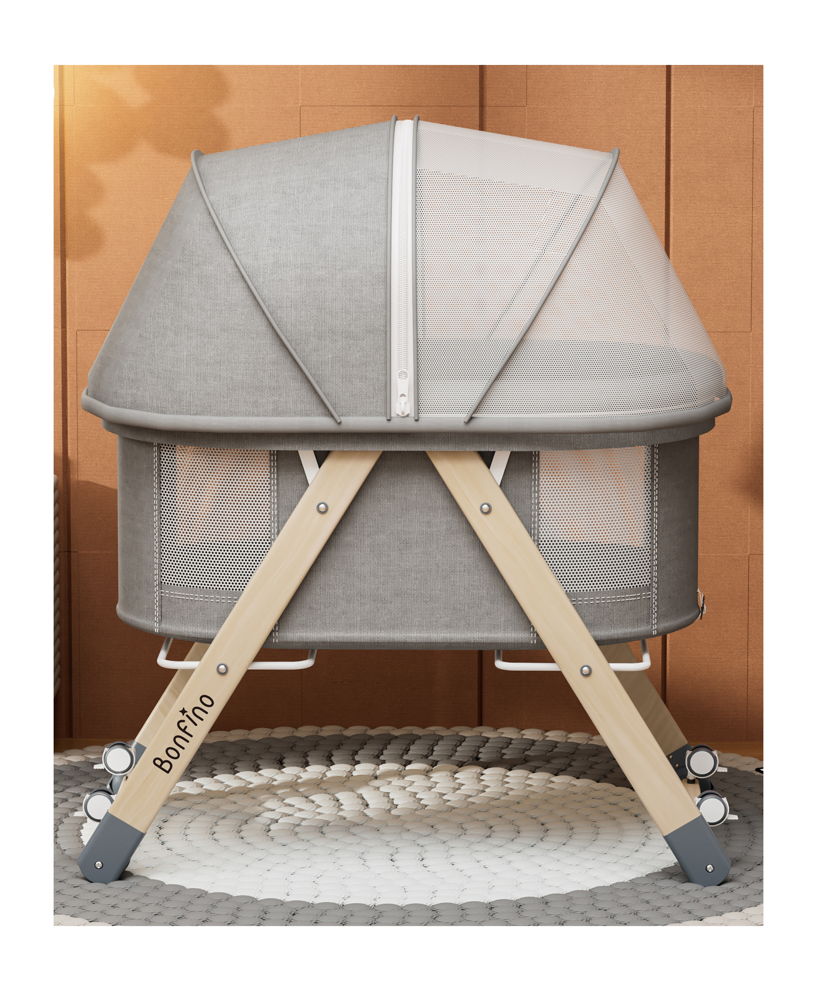 Bonfino Foldable Bassinet - Grey-picture-27