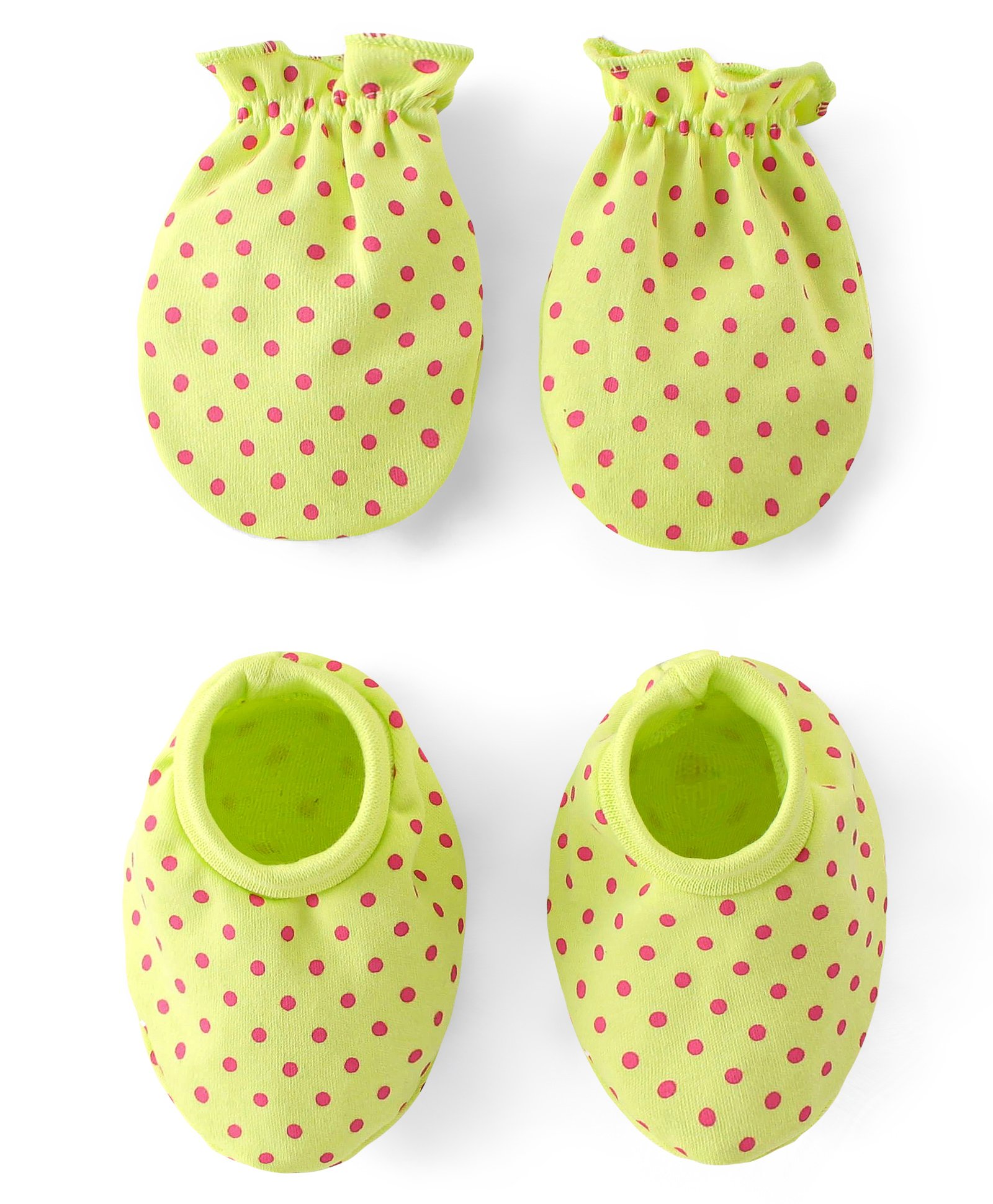 Babyhug 100% Cotton Mittens & Booties Polka Dots Print - Green-image-25