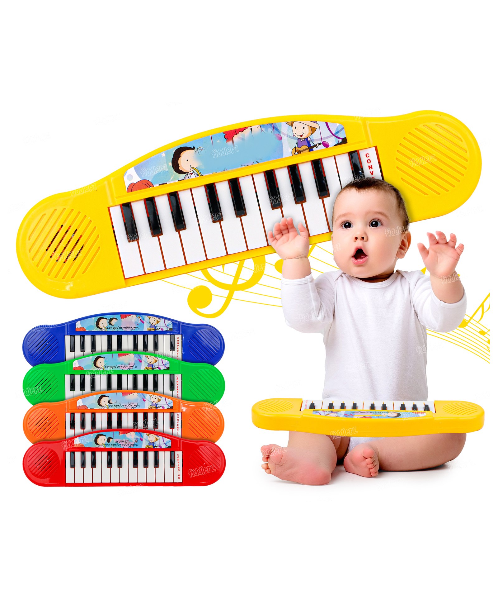 Fiddlerz Baby Piano Multi-Function Mini Portable Piano Keyboard Musical Toy for Kids Babies Girls Boys Gifts - Yellow-image-35
