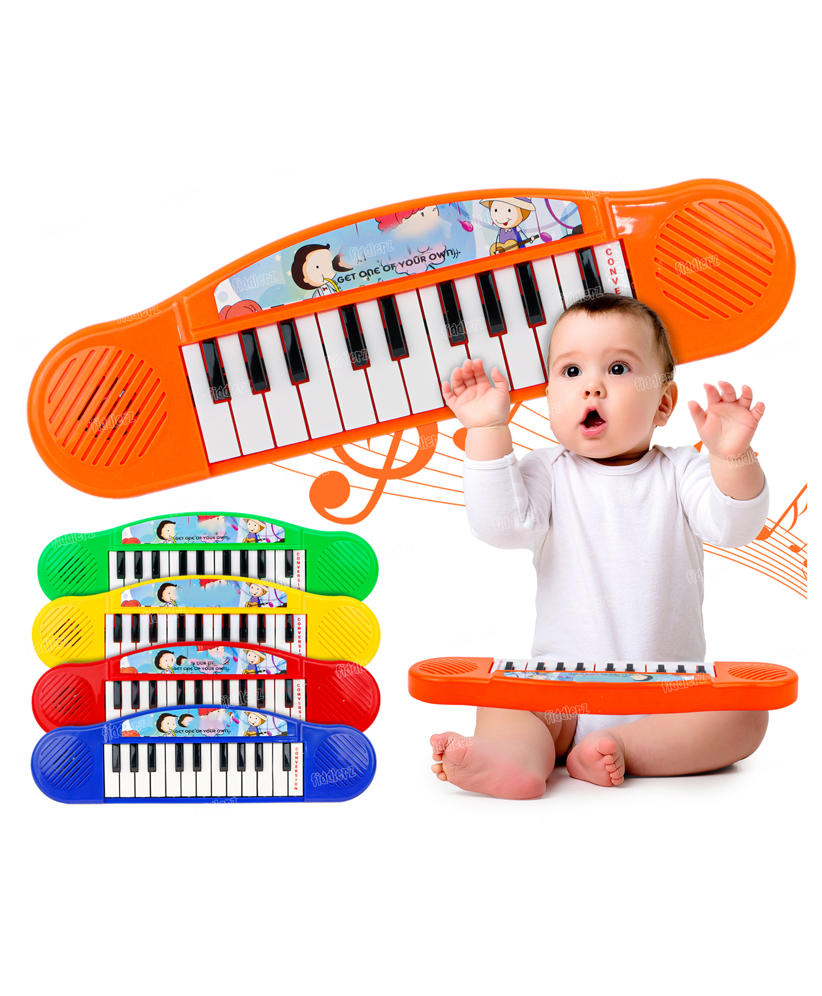 Fiddlerz Baby Piano Multi-Function Mini Portable Piano Keyboard Musical Toy for Kids Babies Girls Boys Gifts - Orange-image-34