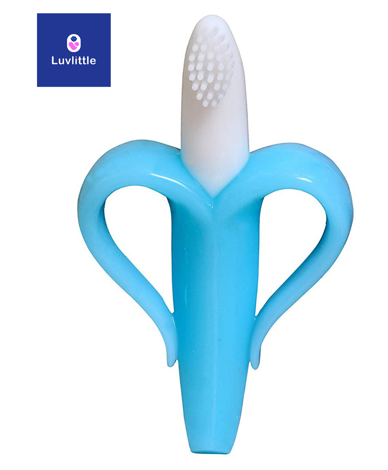 Luvlittle Banana Shaped Teething Toothbrush - Blue White-image-28