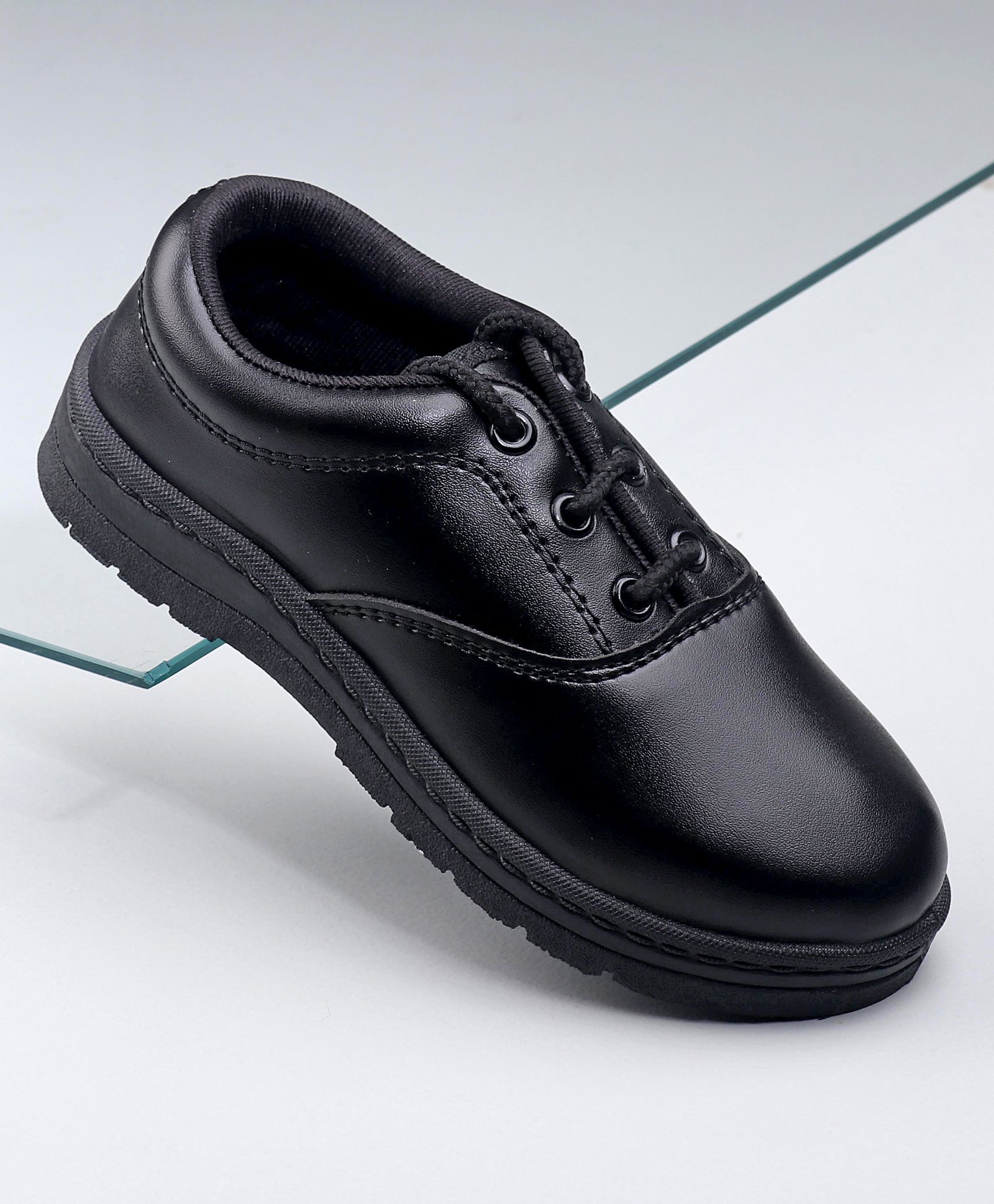 Pine Kids Laced Up  School Shoes  - Black